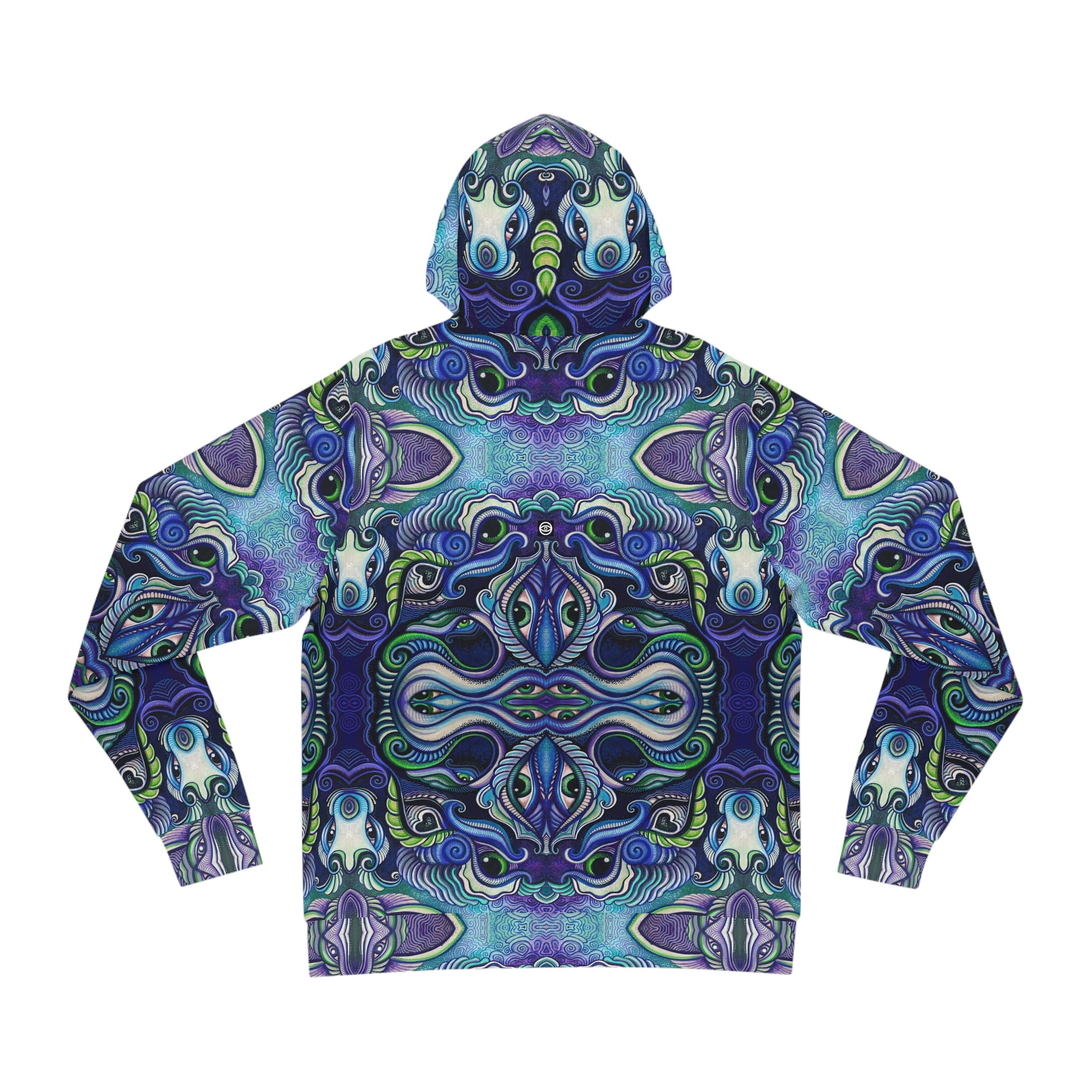 Psychedelic Kaleidoscope Hoodie — Blue Green All-Over Print Fashion Hoodie #g86469
