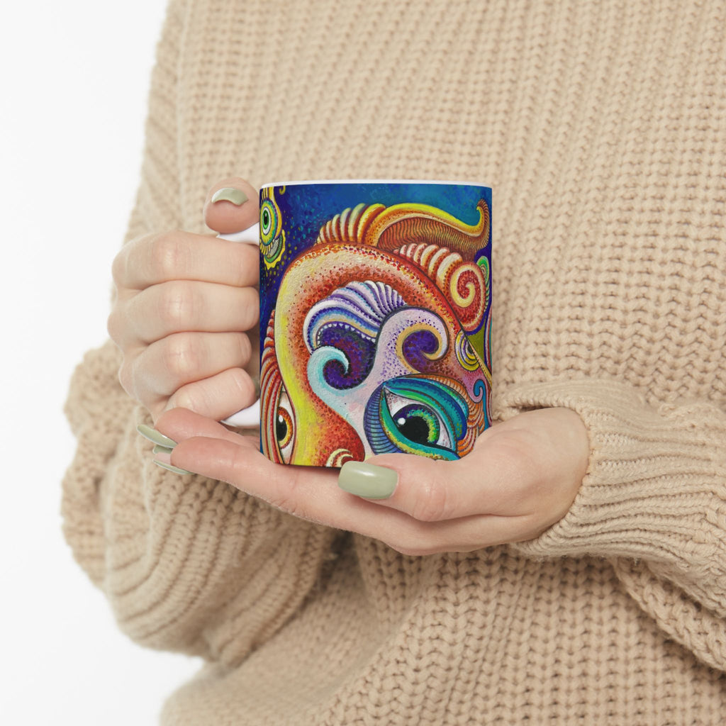 Colorful Abstract Octopus Mug | Vibrant Swirl Sea Life Ceramic Mug