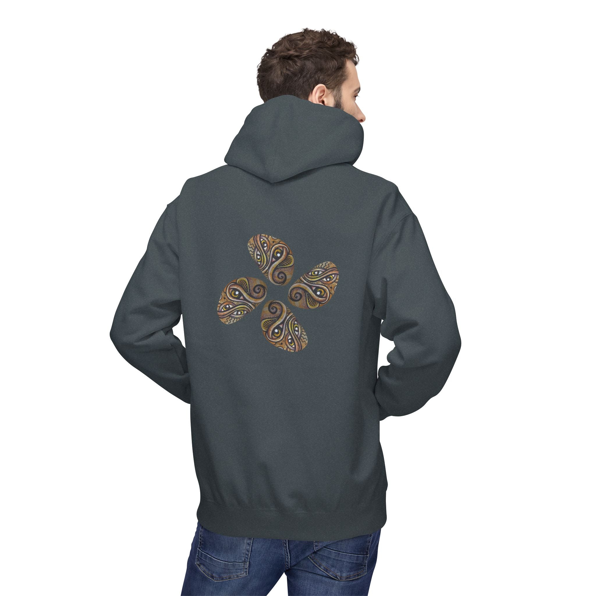 Leaf Pattern Hoodie — Boho Tribal Feather Design Pullover #f8635678