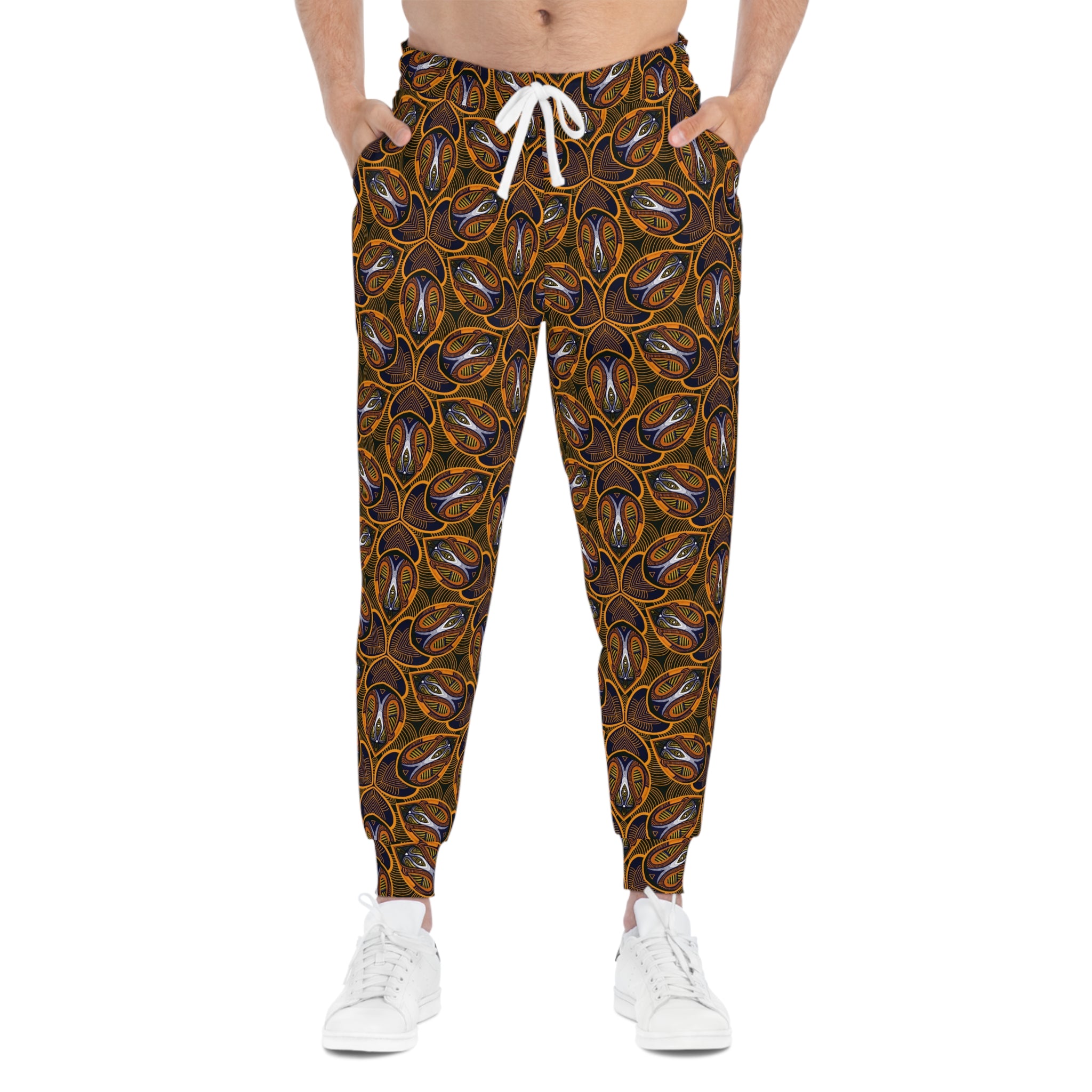 Brown Boho Floral Athletic Joggers – All-Over Print Patterned Sweatpants #ik76337