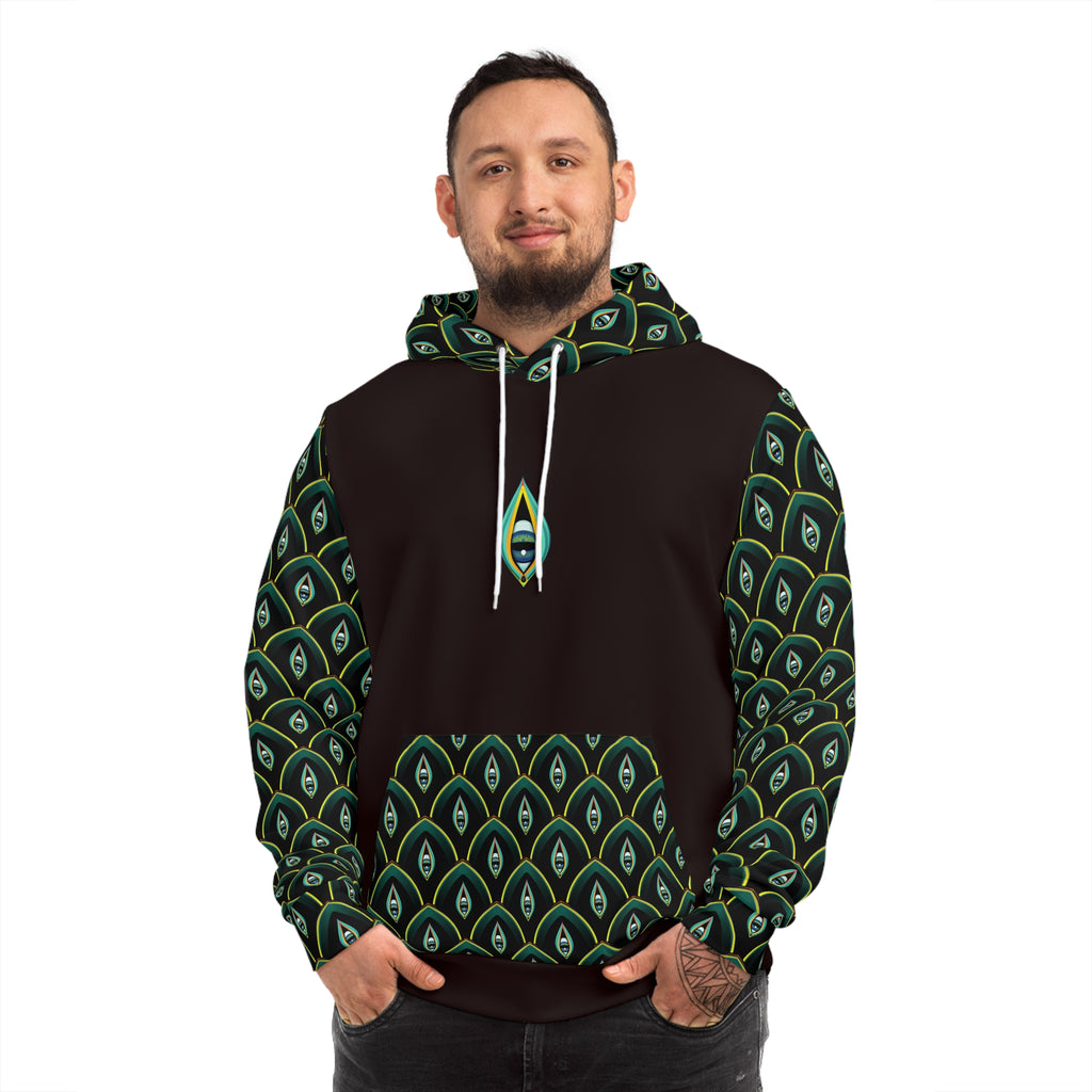 Peacock Feather Pattern Hoodie — Green All-Over-Print Fashion Hoodie #d00998654
