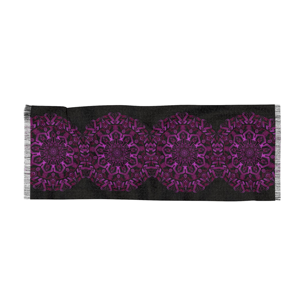 Purple Mandala Light Scarf – Boho Decorative Fringe Scarf #i66280