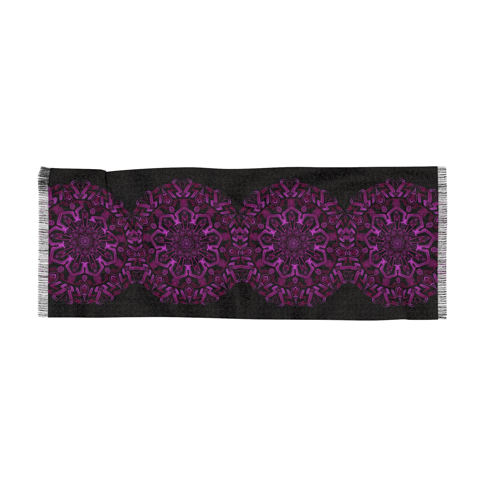 Purple Mandala Light Scarf – Boho Decorative Fringe Scarf #i66280