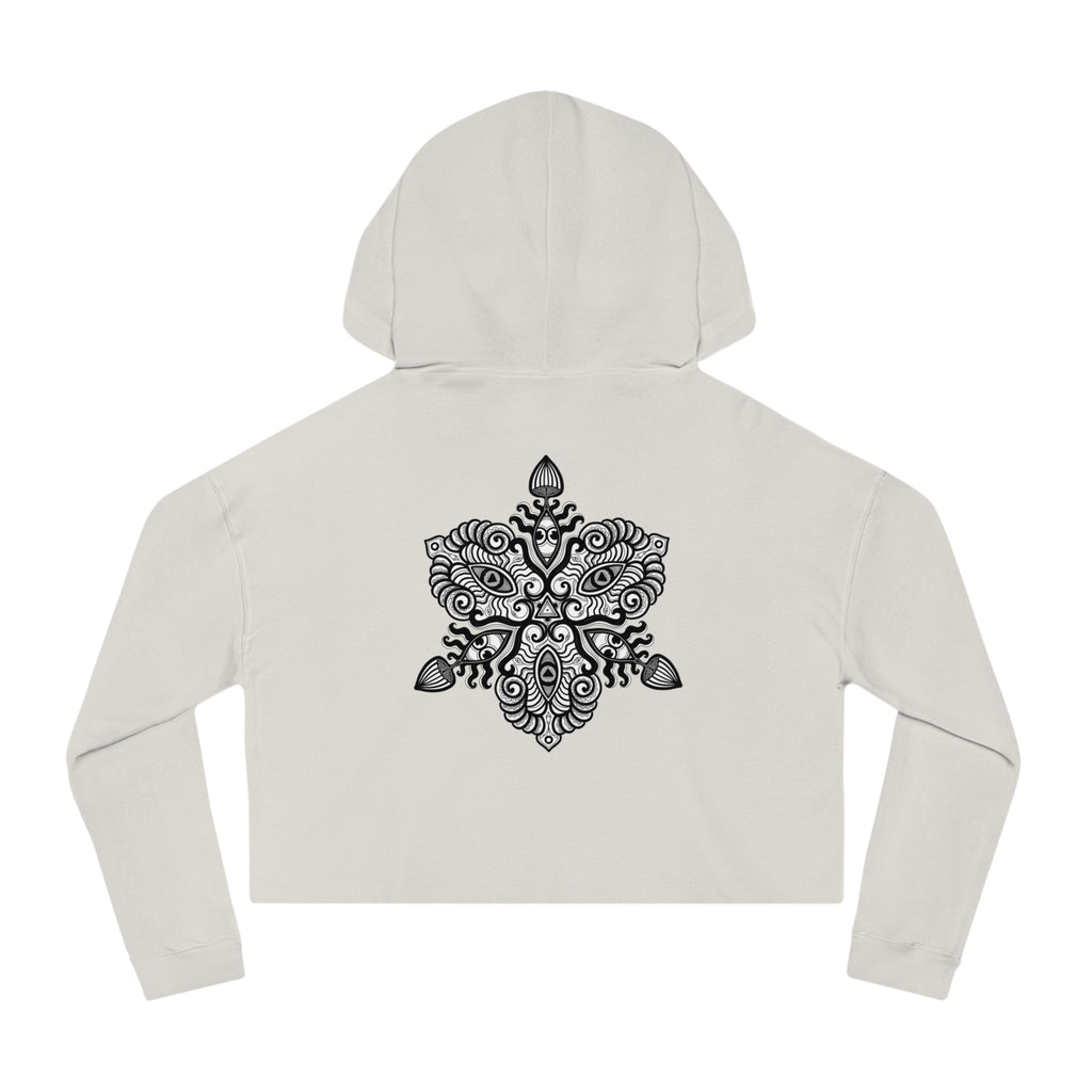 Cropped Hoodie — Boho Mandala Henna Floral Print #h98647