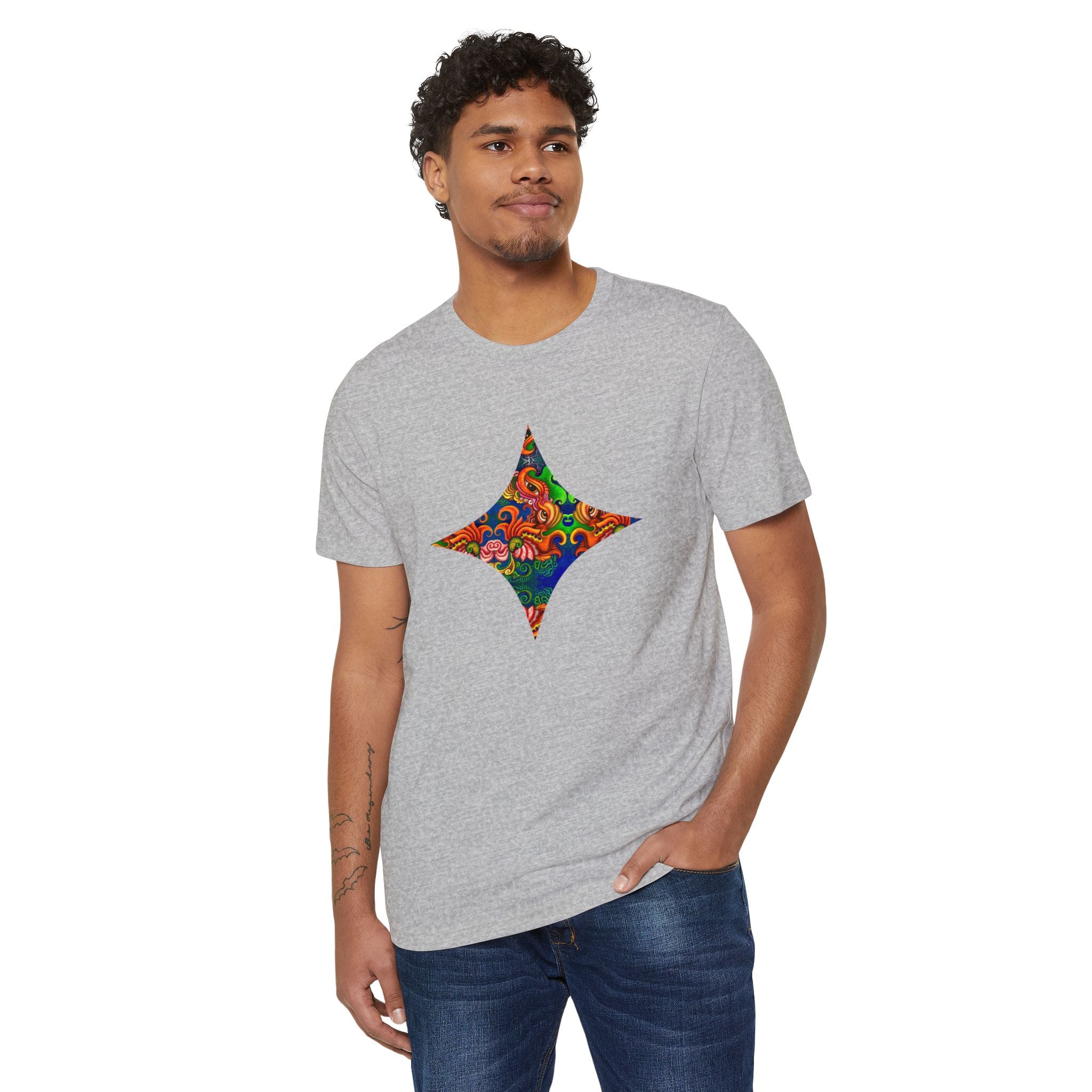 Psychedelic Floral Diamond T‑Shirt — Colorful Retro Pattern Tee #oigr88443