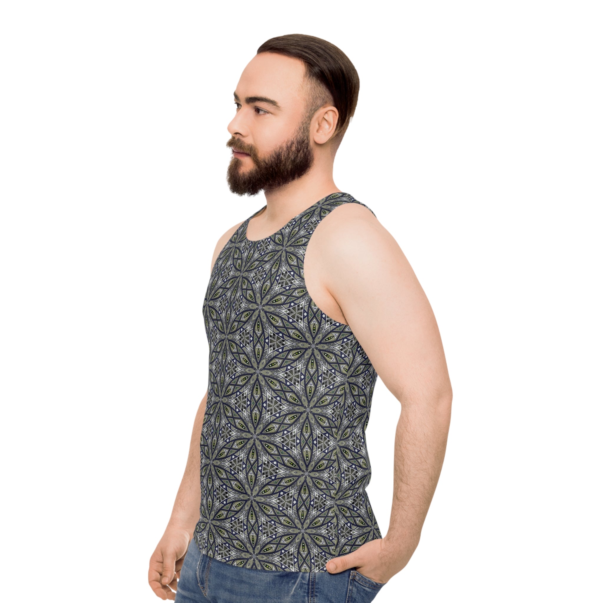 Mandala Geometric All-Over Print Tank Top — Boho Floral Pattern #sfy3571