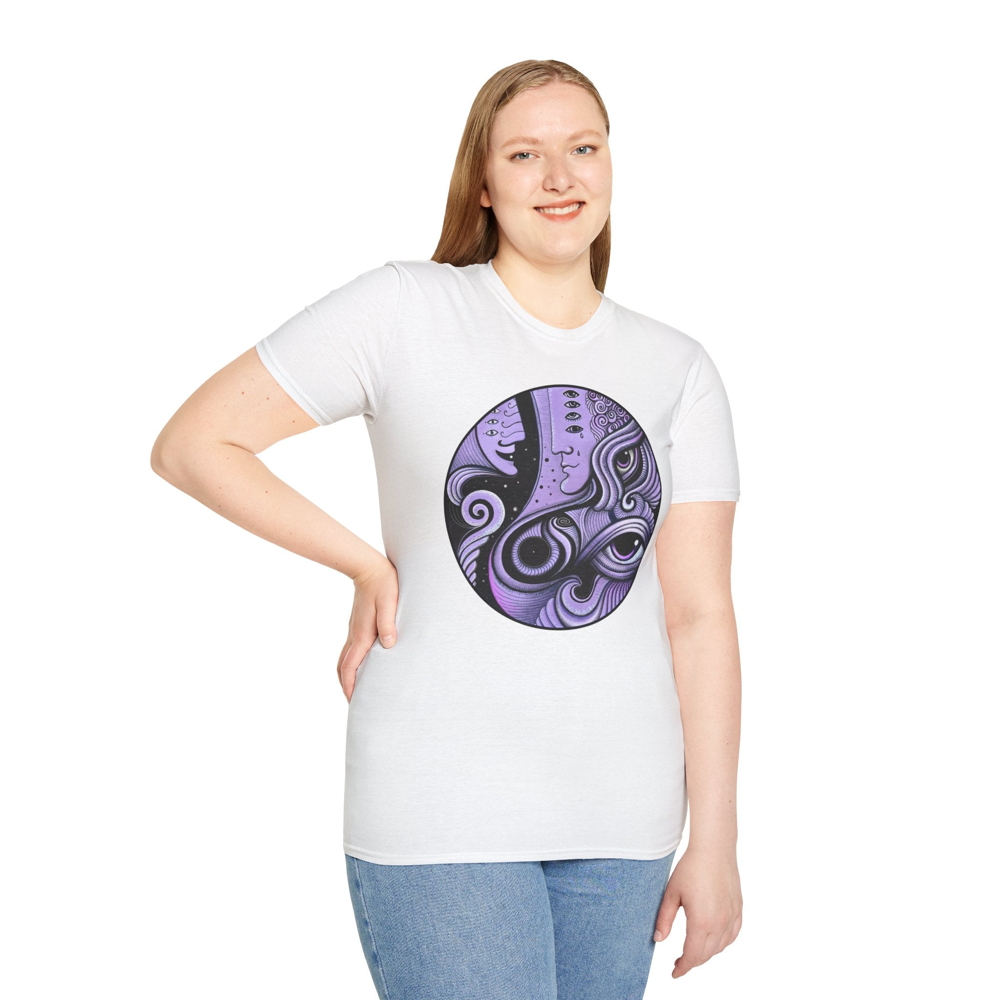 Abstract Purple Swirl Art T-Shirt | Psychedelic Keyhole Design