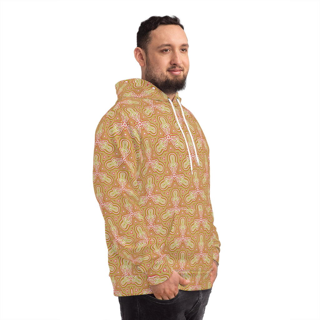 Retro Floral All-Over-Print Hoodie — Peach Paisley Pattern, Boho Casual Pullover #h700757