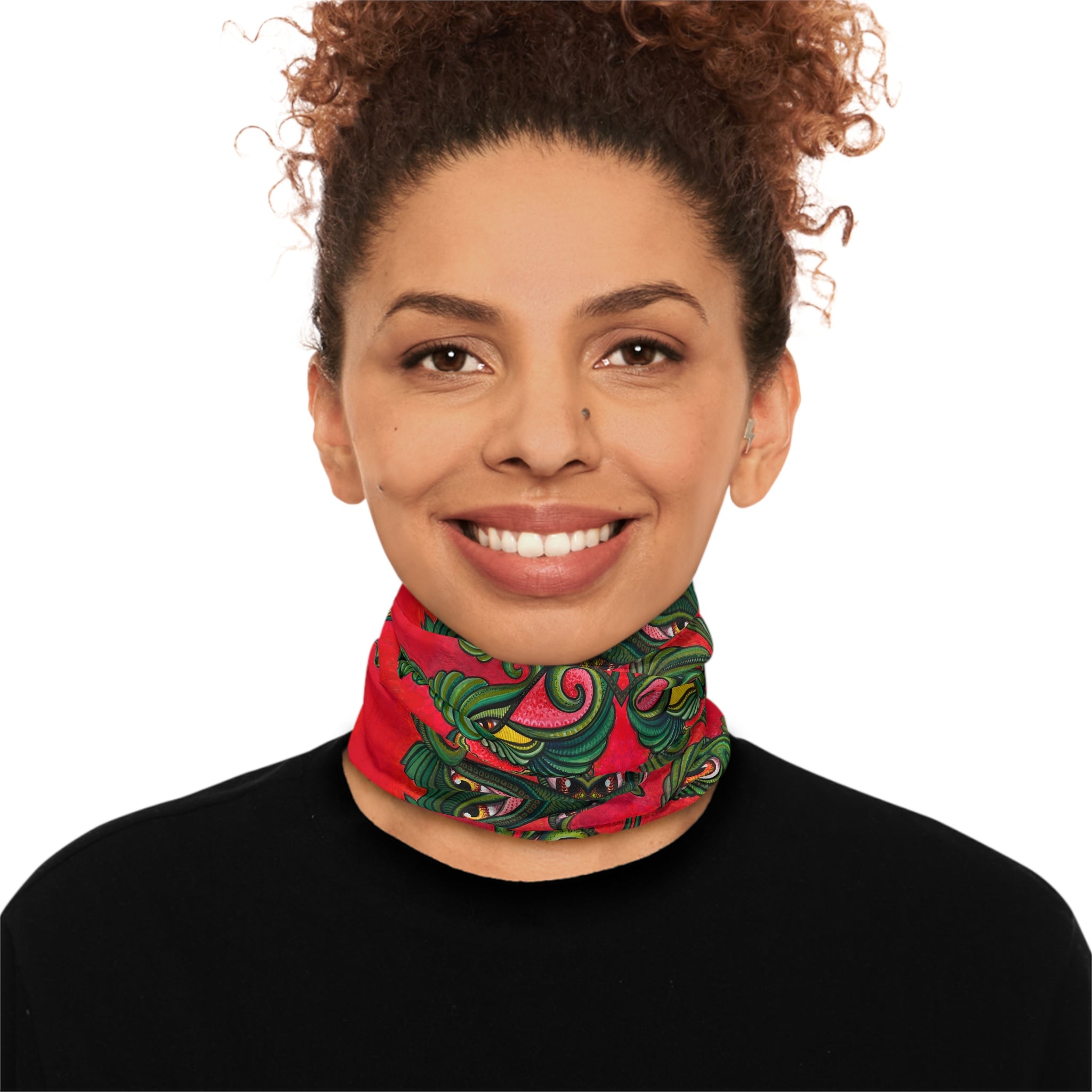 Winter Neck Gaiter — Festive Red Green Kaleidoscope Face Mask #as249761