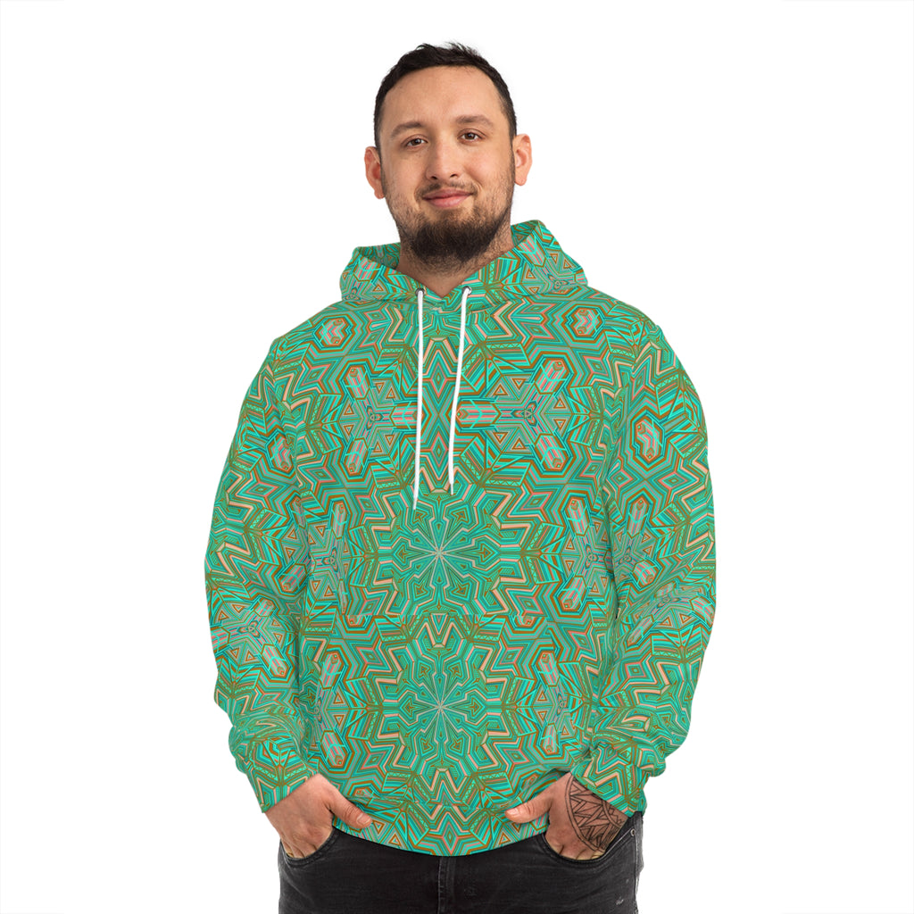 Green Mandala All-Over Print Hoodie — Boho Kaleidoscope Streetwear #h9757