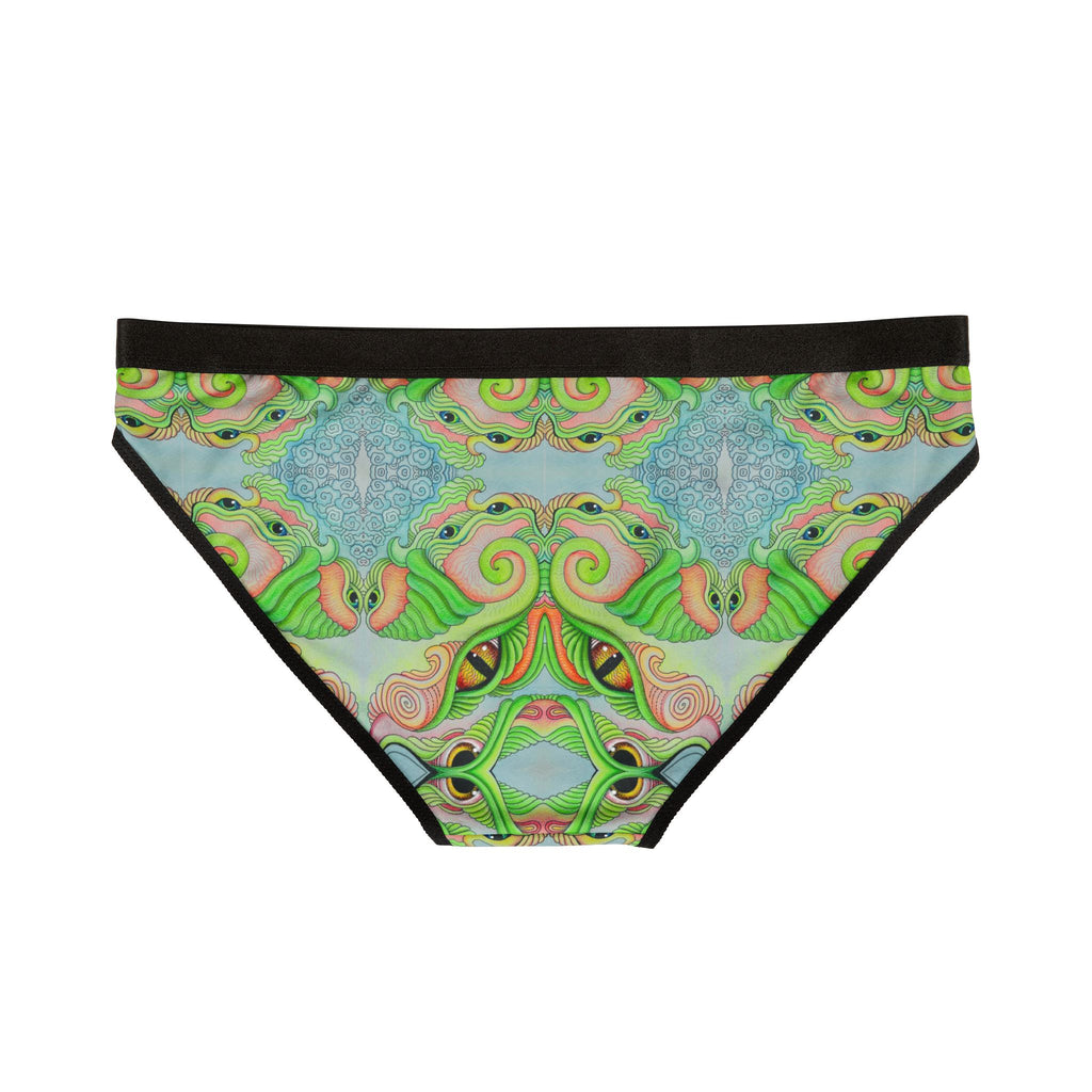 Women's Printed Bikini Briefs — Green Psychedelic Kaleidoscope Pattern #h976433
