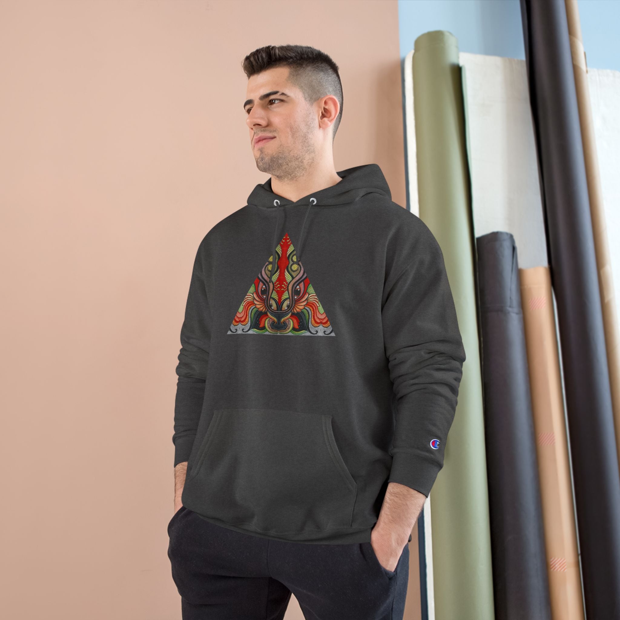 Champion Hoodie with Abstract Tribal Triangle & Keyhole Graphic #g938373
