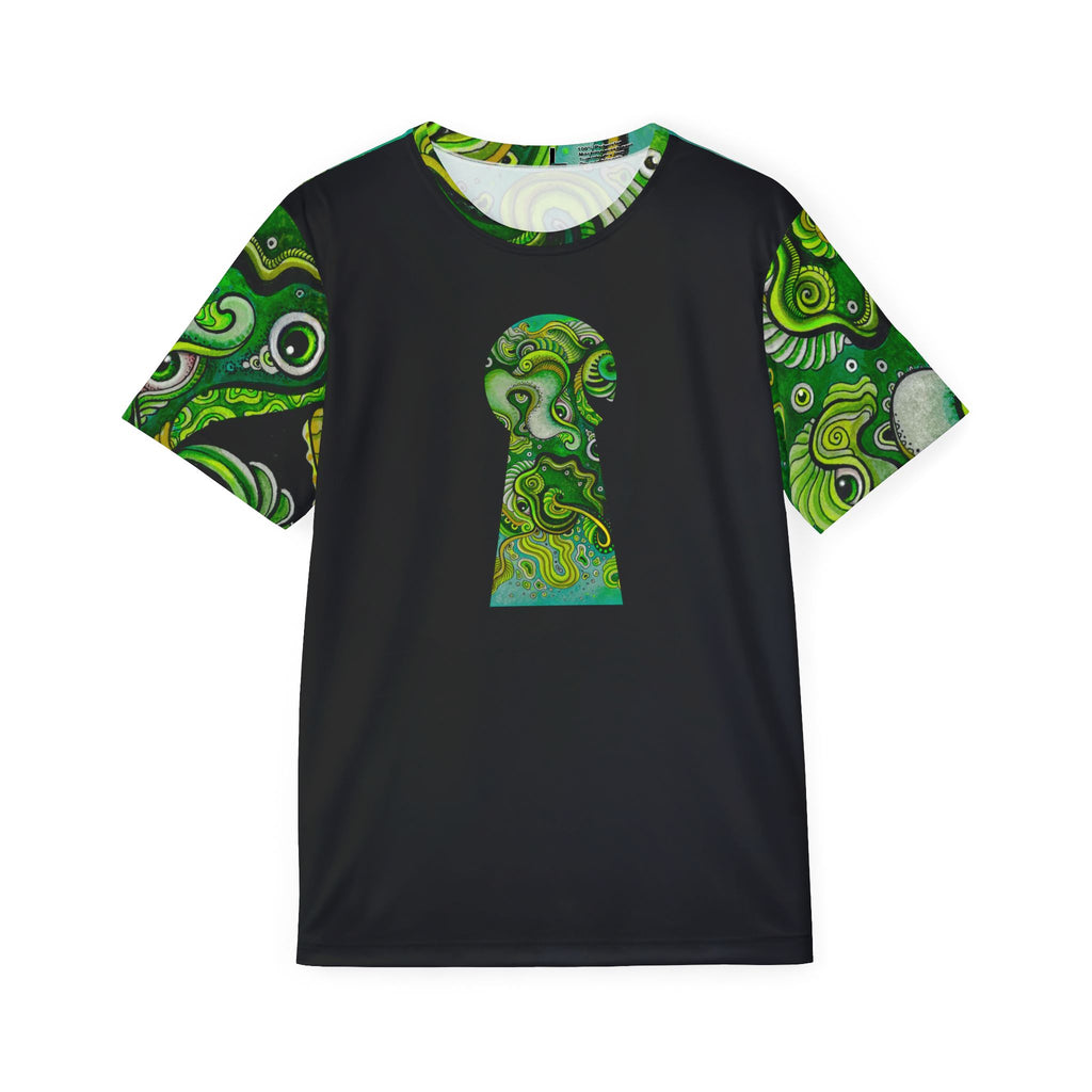 Psychedelic Keyhole Sports Jersey — Green Abstract All-Over Print #sp678