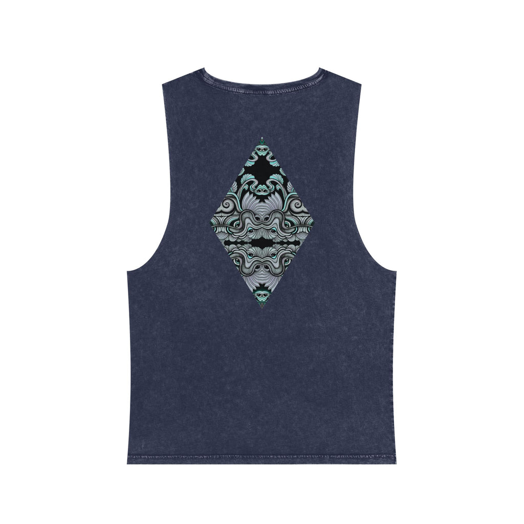 Stonewash Tank Top with Ornate Keyhole Design #sdxv24498