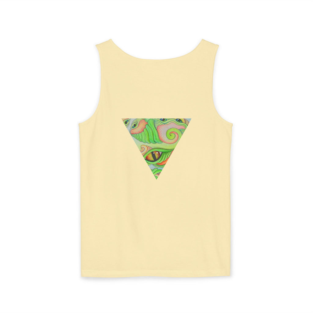 Psychedelic Triangle Tank Top — Green Swirl Eye Graphic #hg772225566