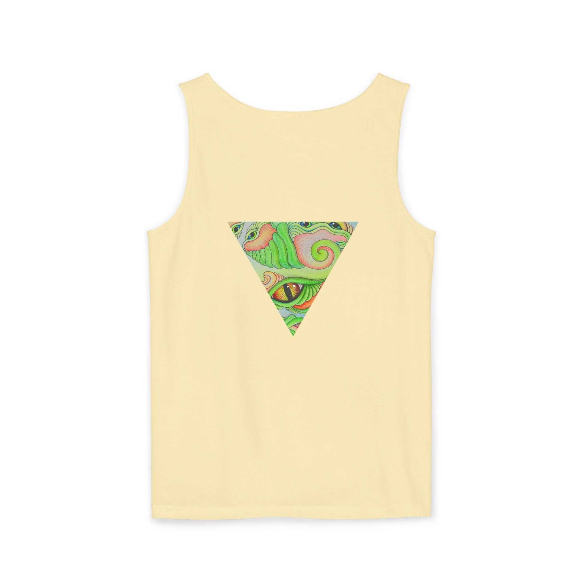 Psychedelic Triangle Tank Top — Green Swirl Eye Graphic #hg772225566
