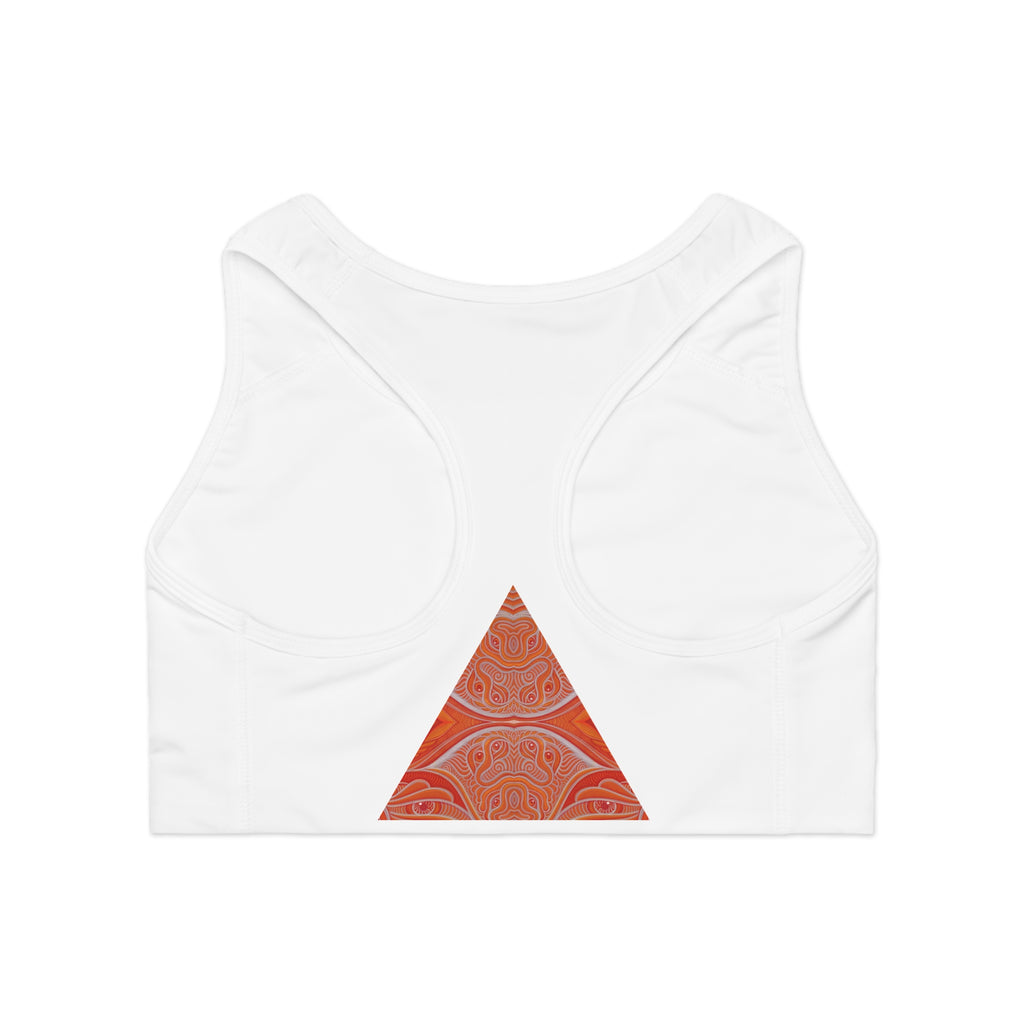 Triangle Mandala Sports Bra — Orange Abstract AOP Activewear #gd8652245