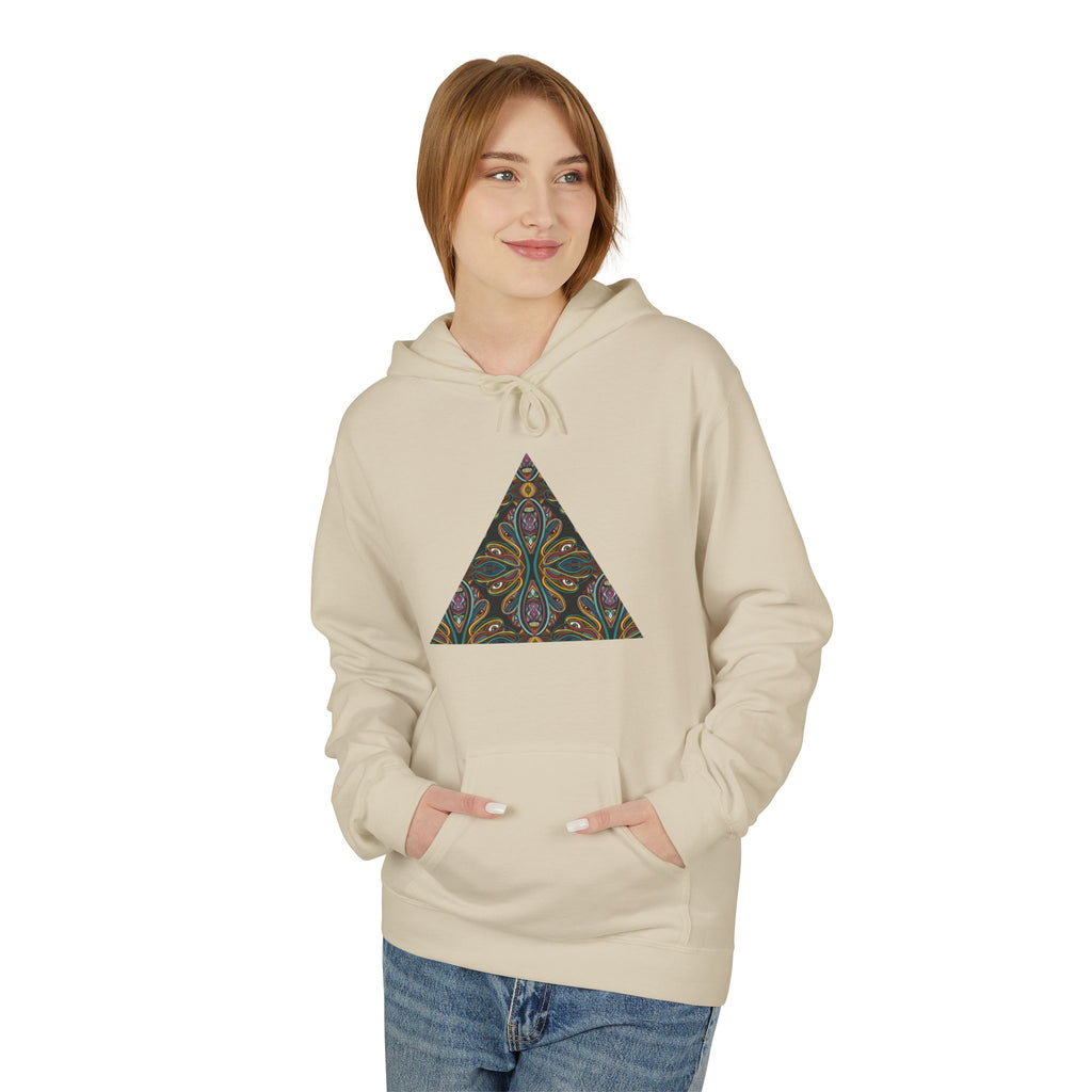 Geometric Mosaic Triangle Hoodie — Decorative Pattern Pullover #i865678