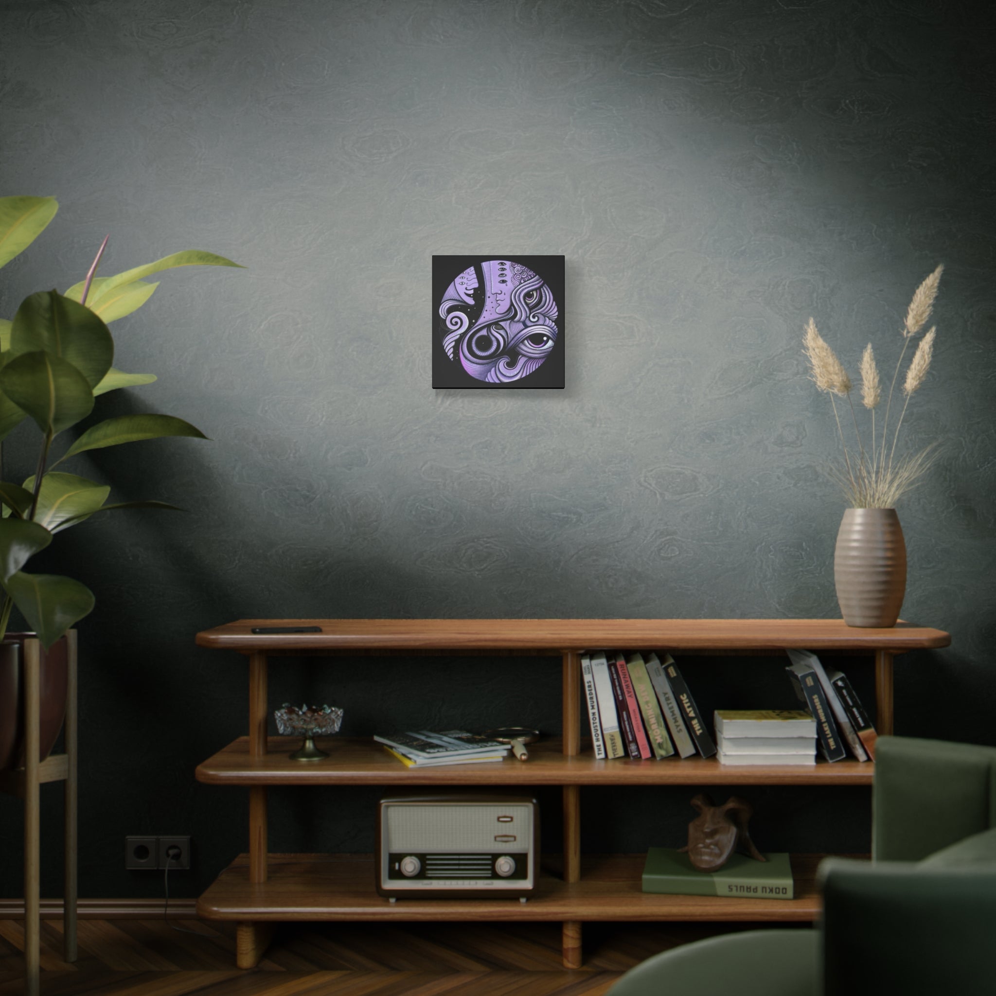 Psychedelic Moon Face Canvas | Matte Stretched Wall Art