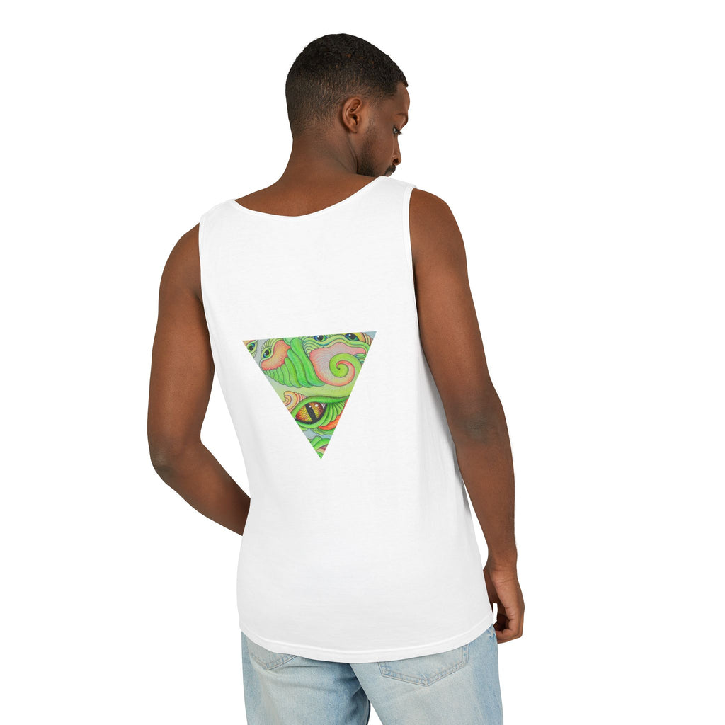 Psychedelic Triangle Tank Top — Green Swirl Eye Graphic #hg772225566