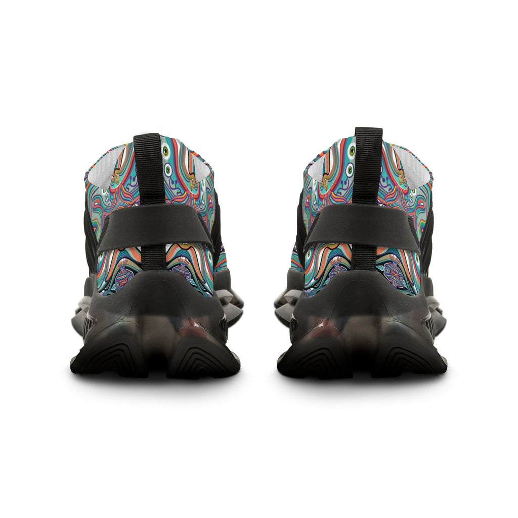Men's Mesh Sneakers — Colorful Psychedelic Swirl Athletic Shoes #xc46097