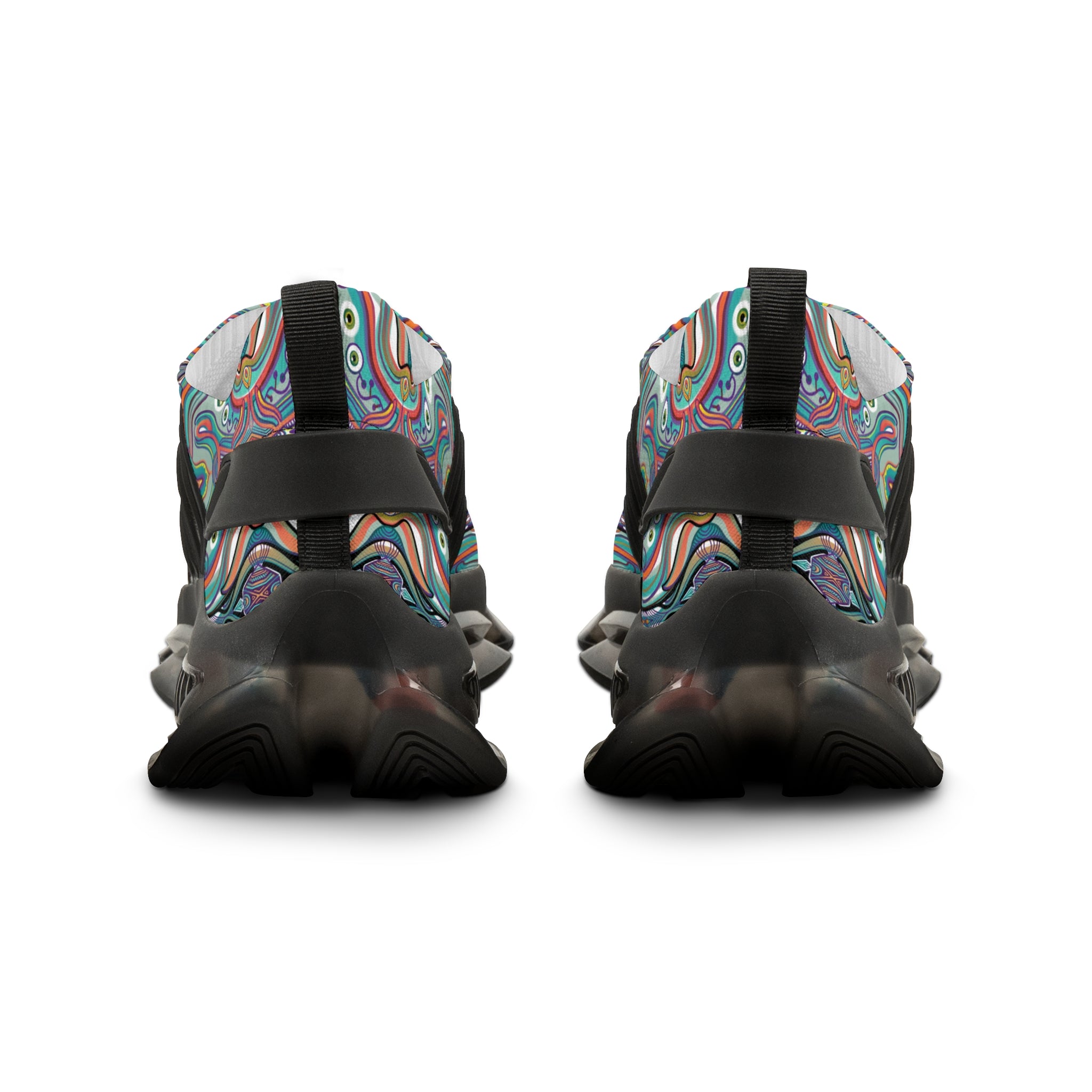 Men's Mesh Sneakers — Colorful Psychedelic Swirl Athletic Shoes #xc46097