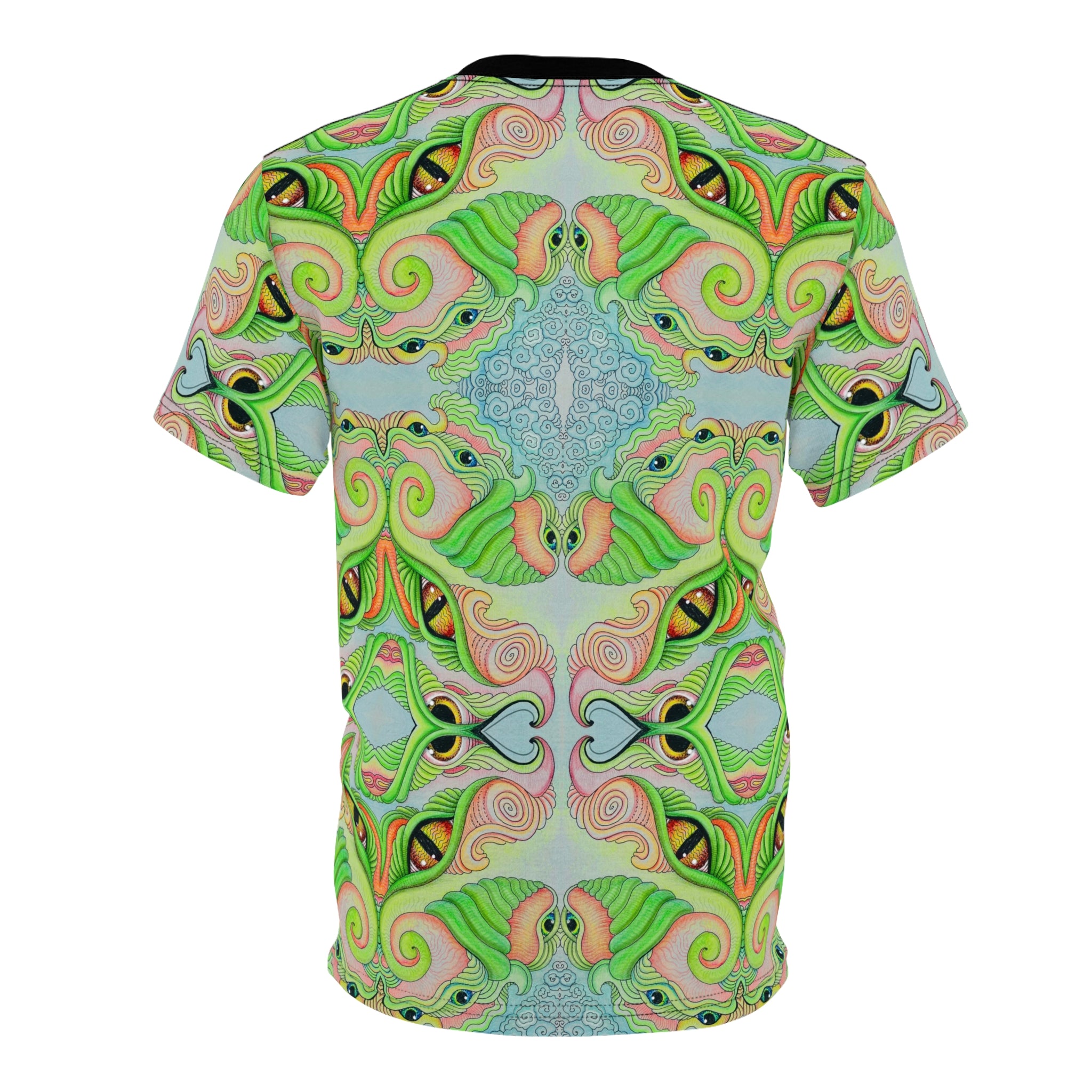 Psychedelic Green Kaleidoscope Tee — All-Over Print Cut & Sew Shirt #gf8754