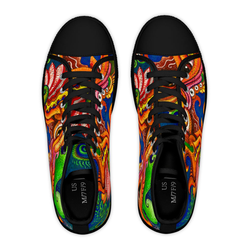 Women's High Top Sneakers — Vibrant Floral Boho Pattern #tr4290