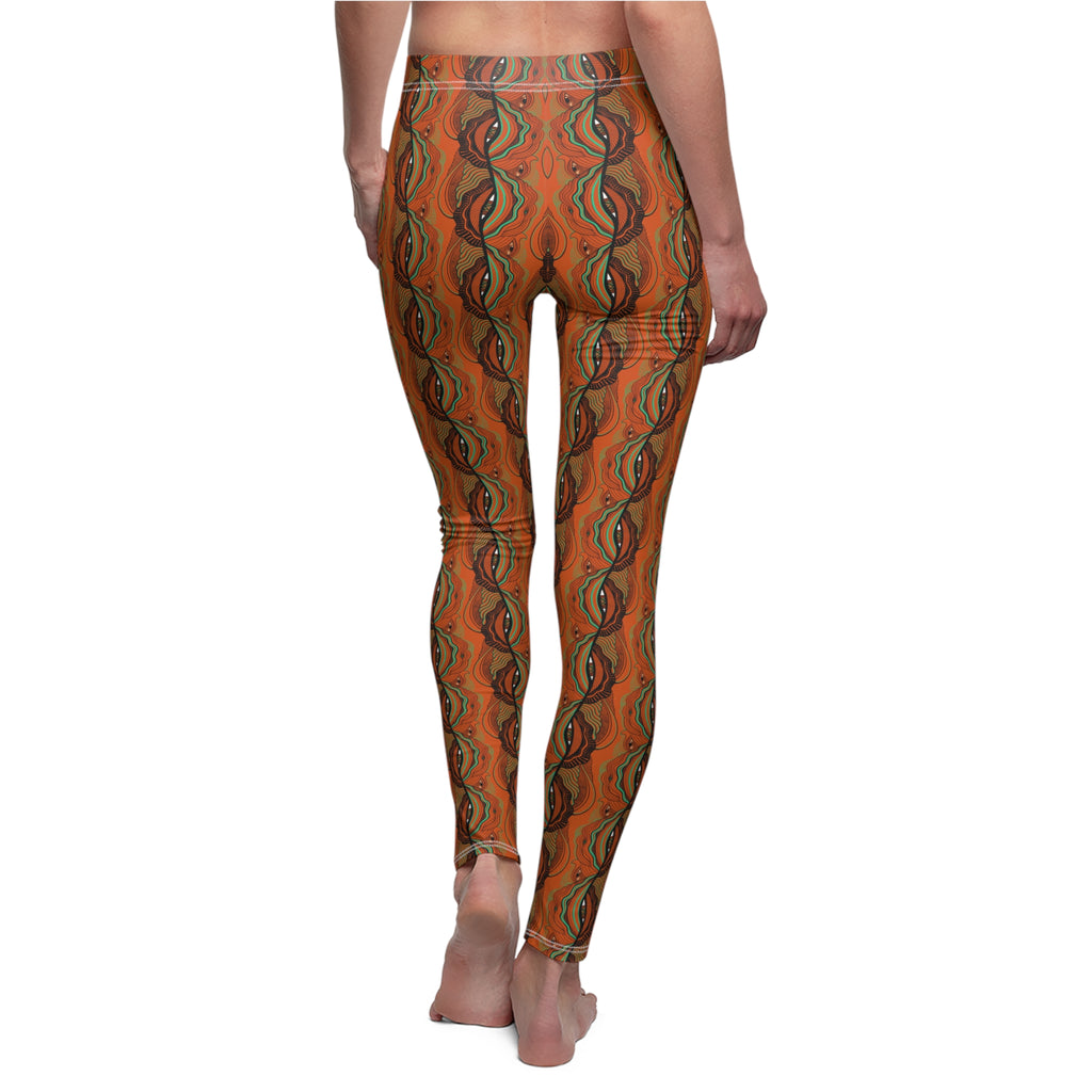 Autumnal Swirl Women's Leggings — Earthy Orange Patterned Yoga & Casual Wear #l8