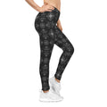 Black Tile-Patterned Women's Leggings — Elegant Monochrome All-Over Print #h0846