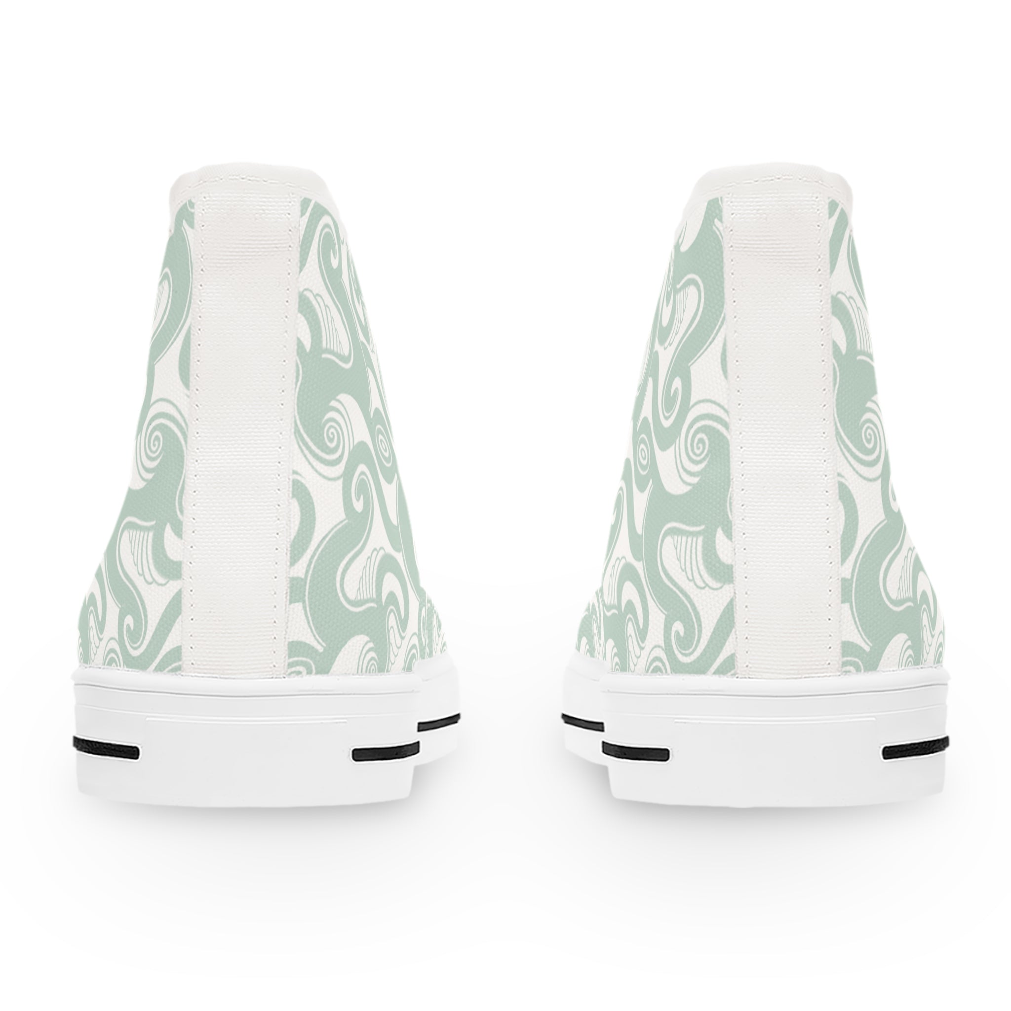 Women's High Top Sneakers — Mint Swirl Pattern Casual Canvas Shoes #st542887