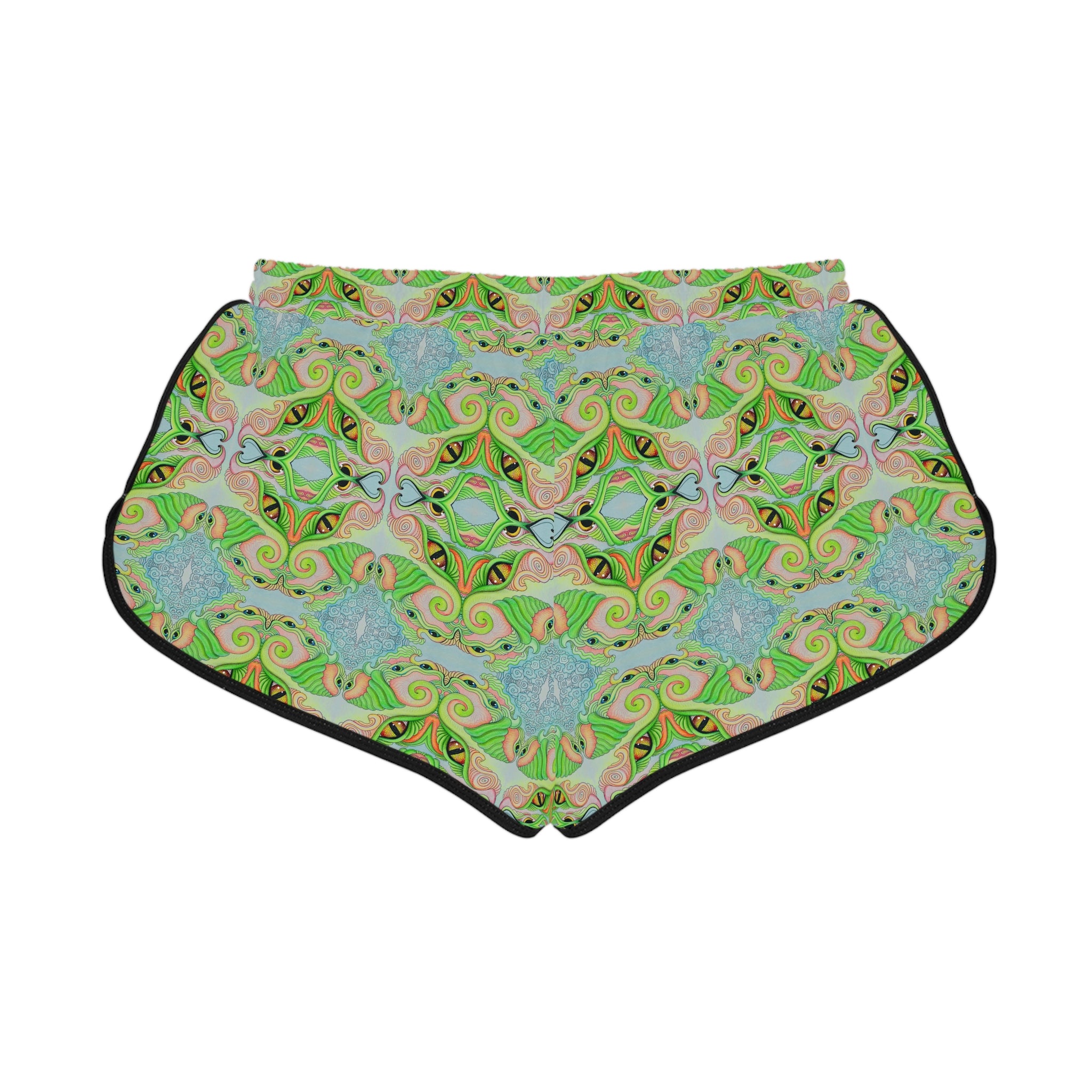 Women’s Relaxed Shorts - Green Kaleidoscope Boho Print #hfs0875