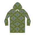 Green Kaleidoscope Hoodie Dress — All-Over-Print Boho Cozy Tunic #d13558765