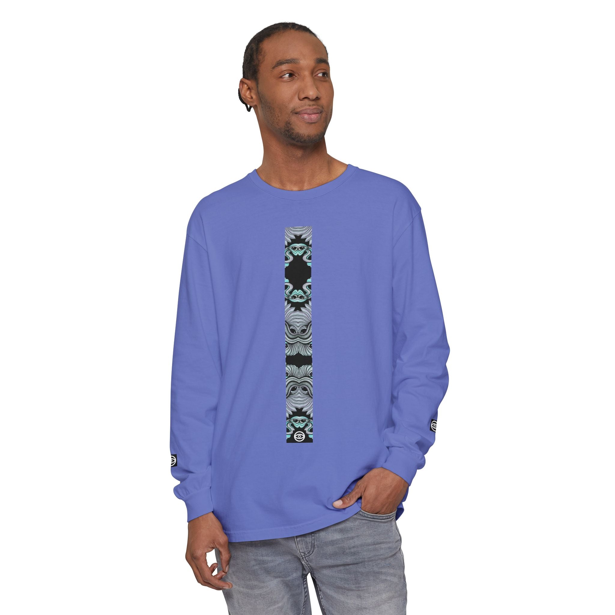 Men's/Women's Long Sleeve T-Shirt — Vertical Geometric Stripe Graphic #kjgd64258
