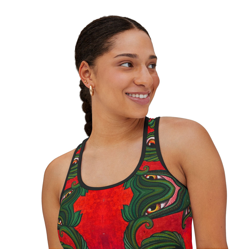 Women's Tank Top — Festive Green Swirl Face All-Over Print #jf88332
