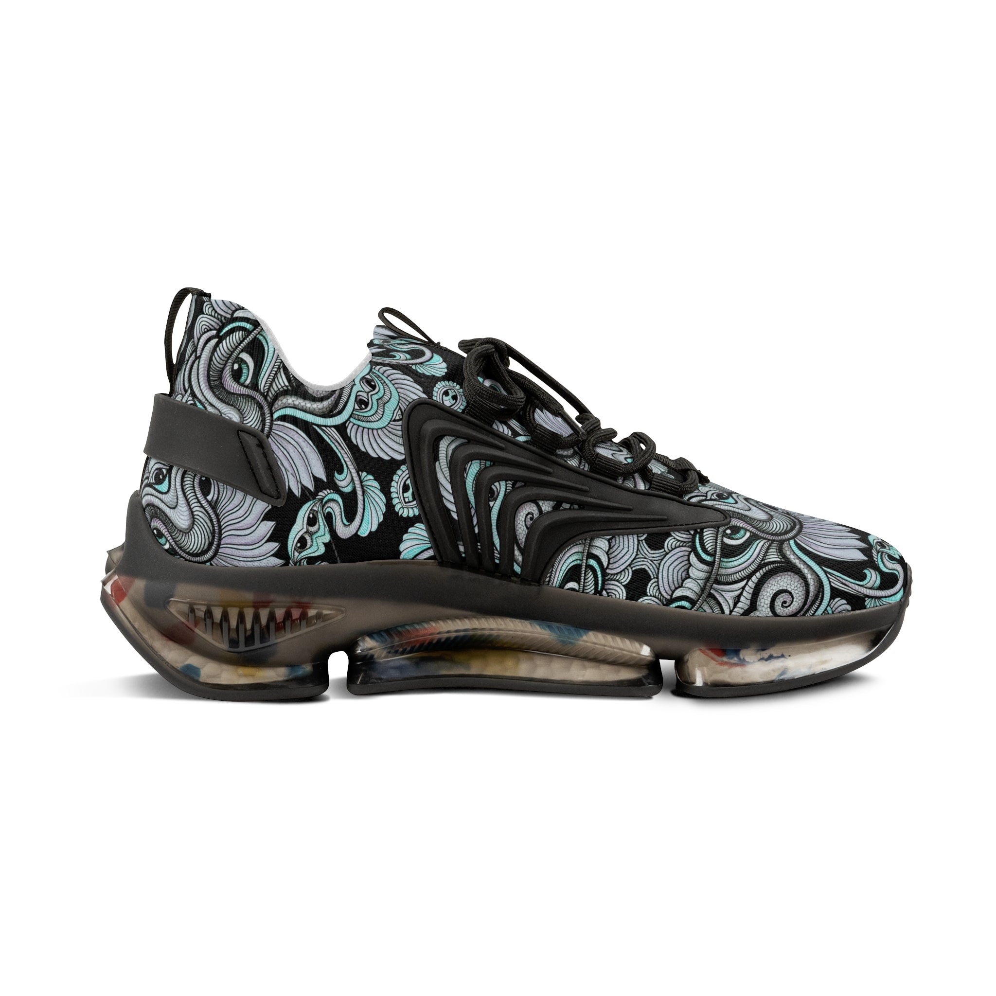 Men's Mesh Sneakers — Abstract Swirl Pattern Athletic Shoes #jf9765