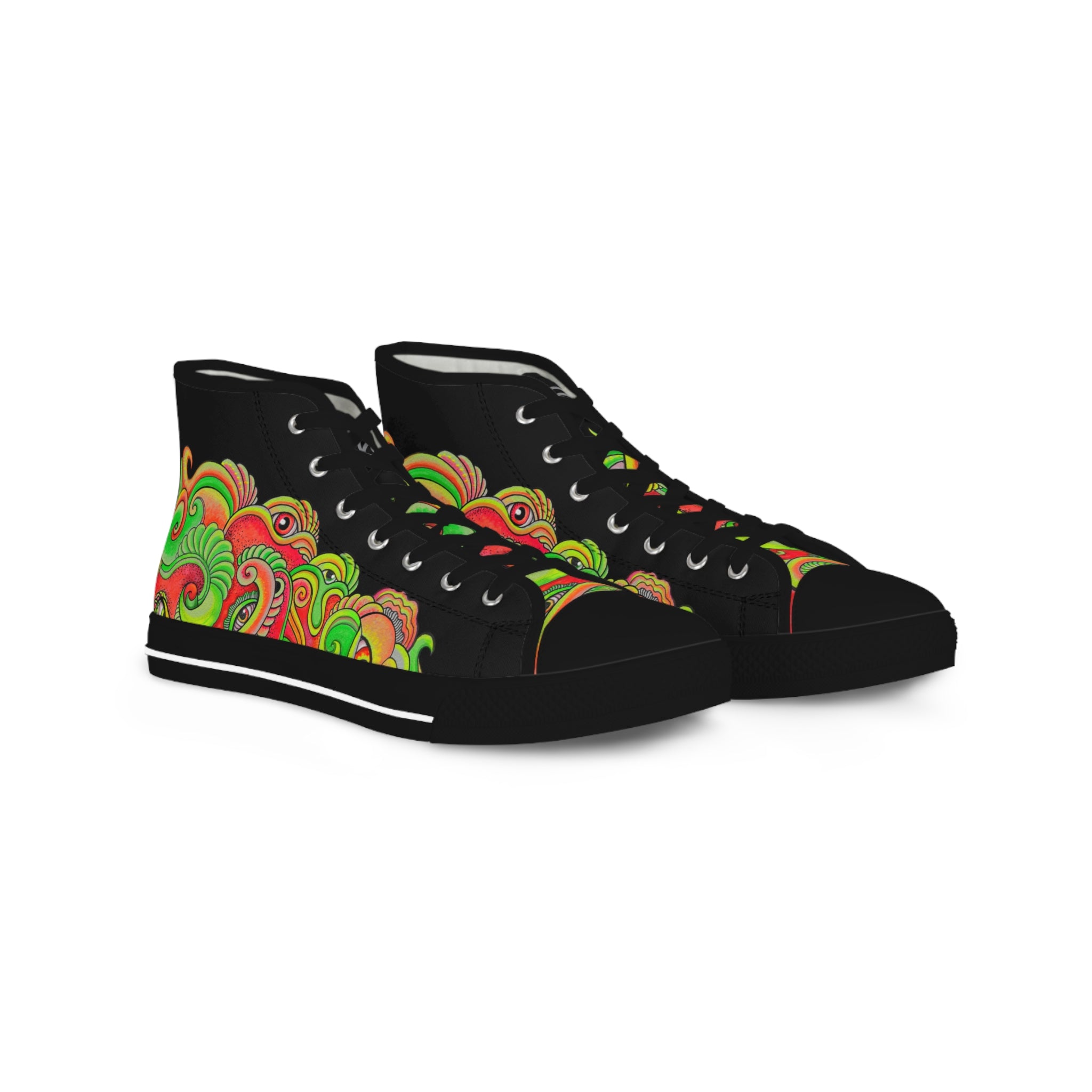 High Top Sneakers — Neon Psychedelic Wave Pattern #r76549976