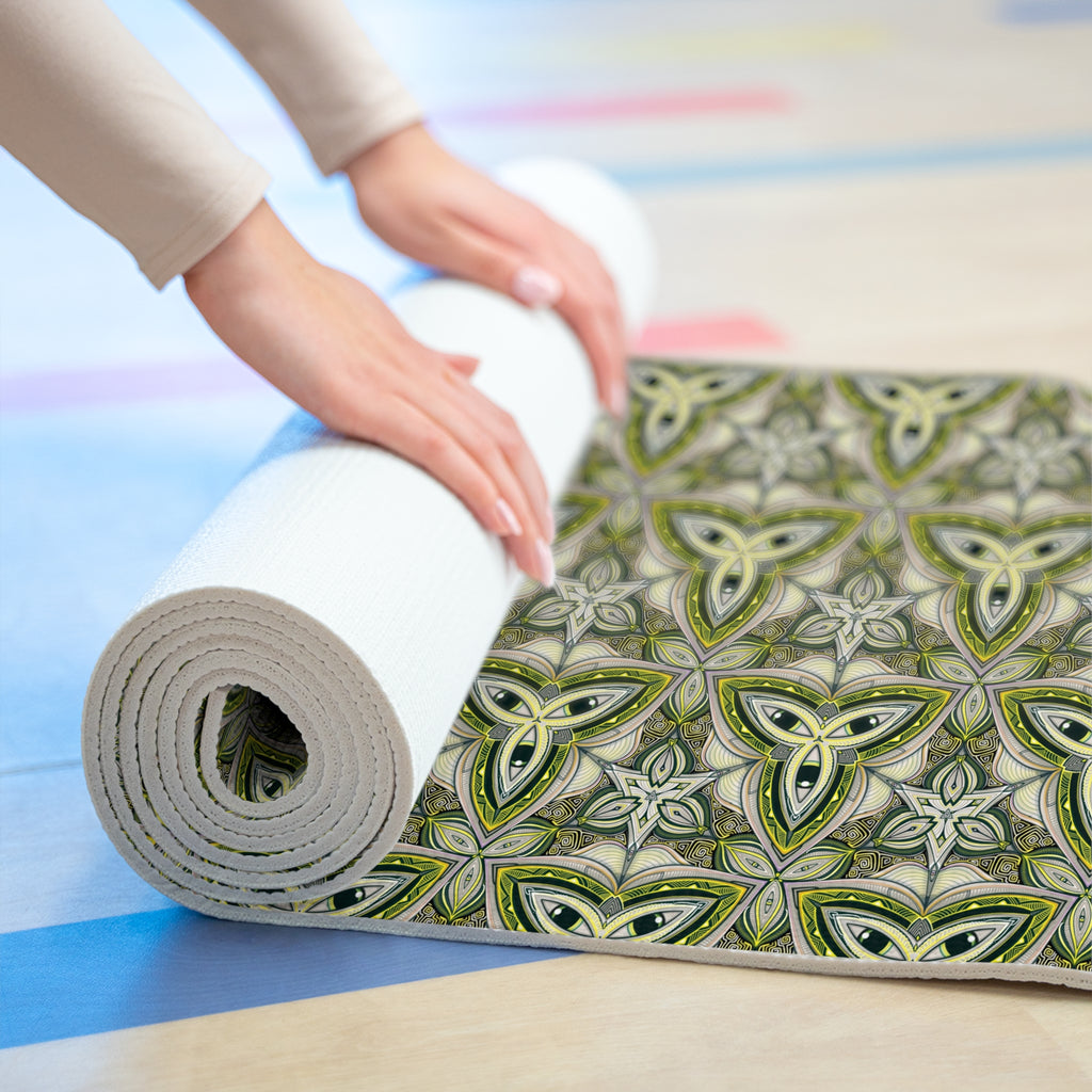 Green Celtic Pattern Yoga Mat — Foam Exercise & Pilates Mat #dgy55223