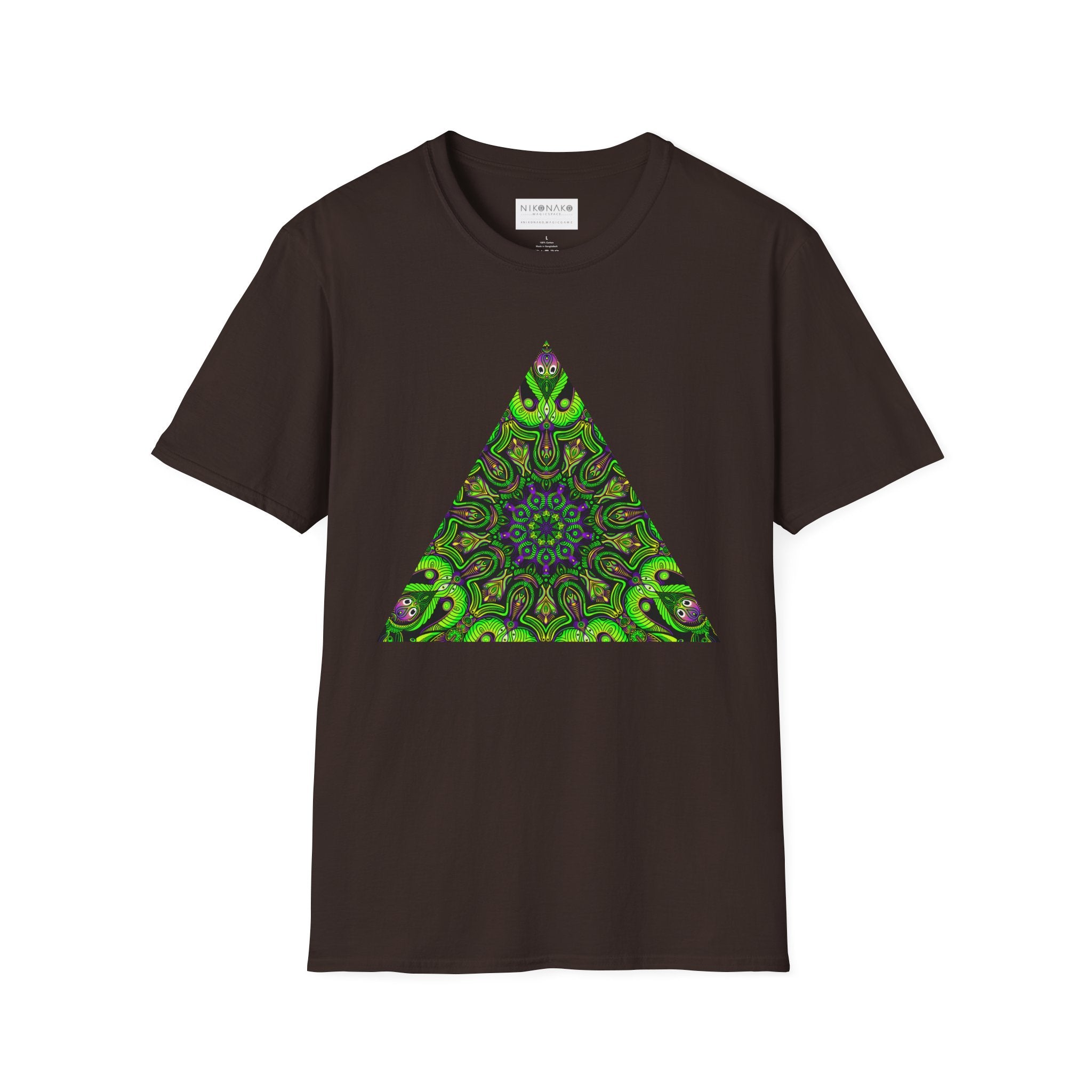 Green Mandala Triangle T-Shirt – Psychedelic Geometric Art Tee # kh9732