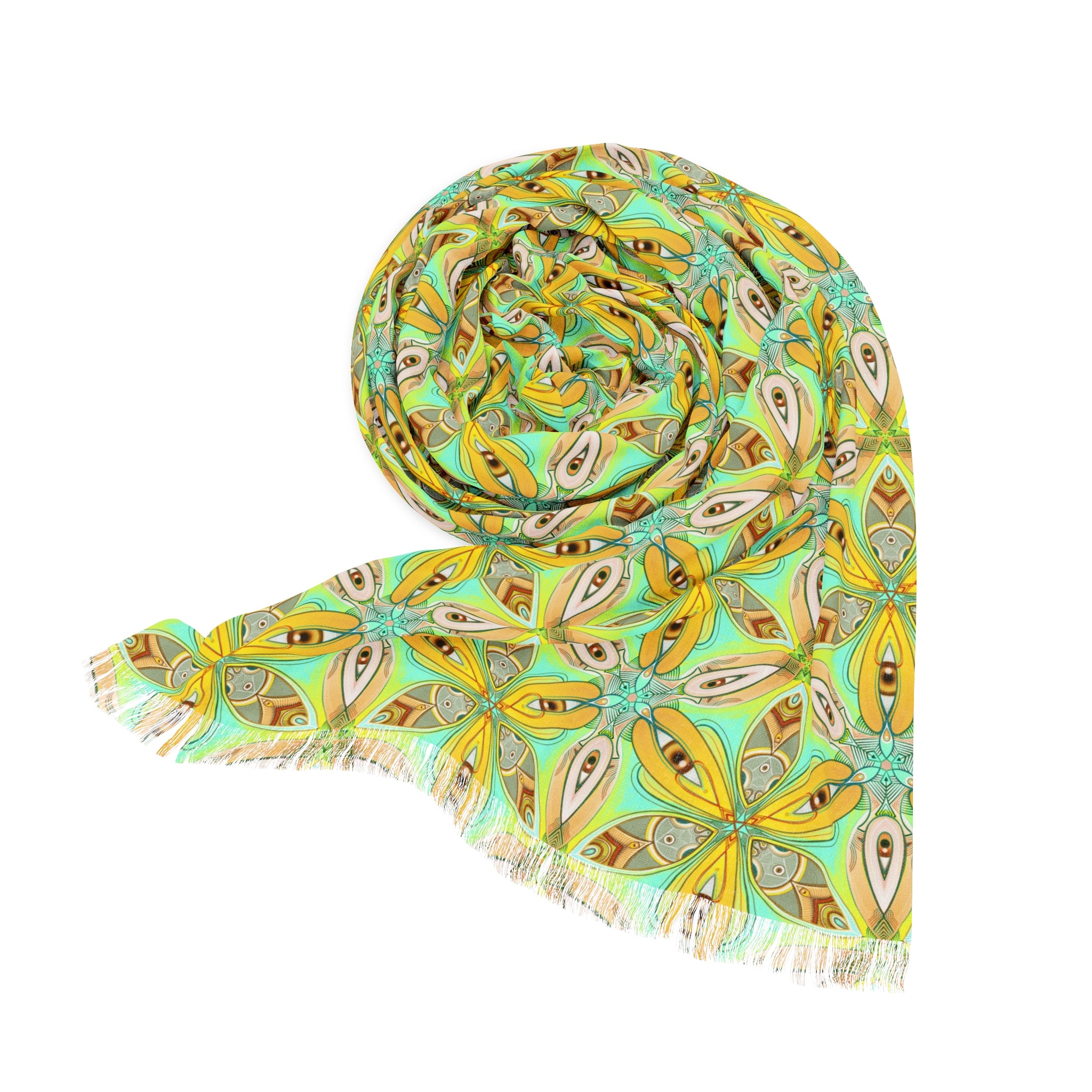 Light Scarf — Yellow Floral Geometric Lightweight Scarf #sa3452