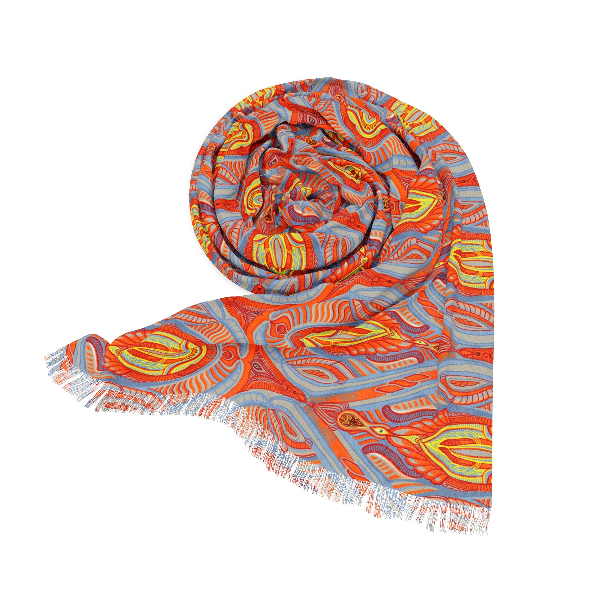 Bohemian Flame Pattern Light Scarf – Orange Teal Decorative Wrap #y66328