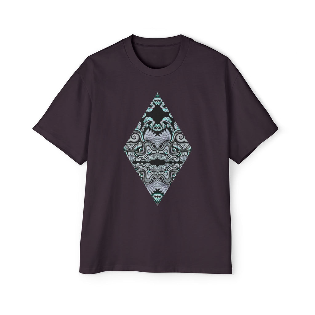 Men's Oversized Tee — Geometric Wave Pattern Diamond & Back Panel Graphic #gwp21