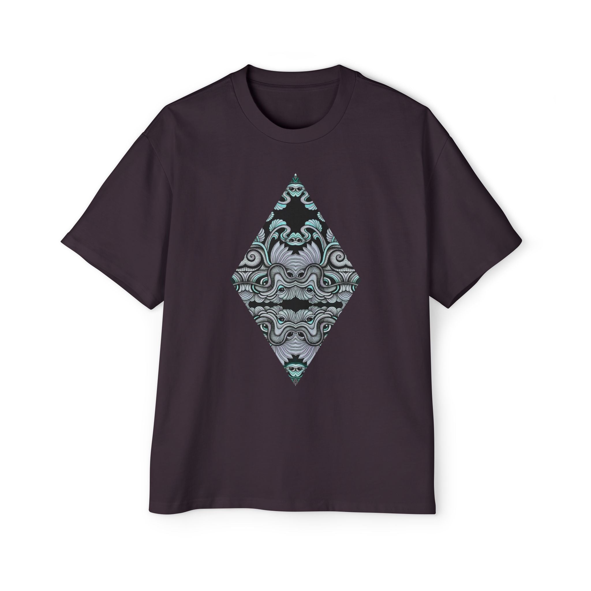 Men's Oversized Tee — Geometric Wave Pattern Diamond & Back Panel Graphic #gwp21
