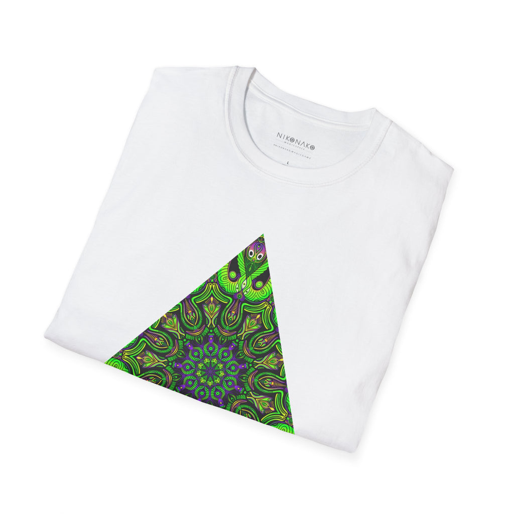 Green Mandala Triangle T-Shirt – Psychedelic Geometric Art Tee # kh9732