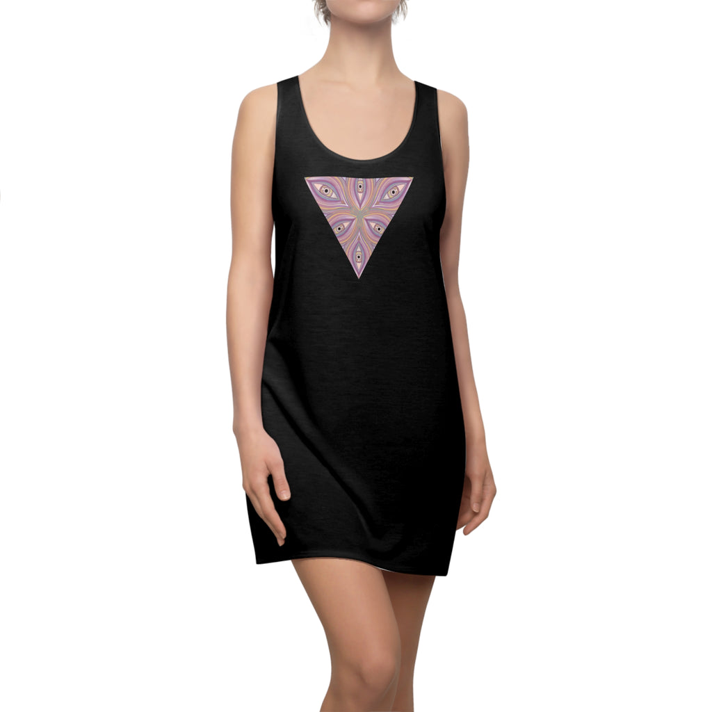 Racerback Dress with Pink Kaleidoscope Triangle Print #d111
