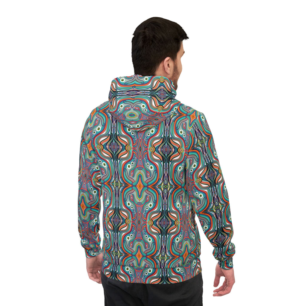 Psychedelic Pattern Athletic Hoodie — Colorful Symmetrical AOP Design #gf87654