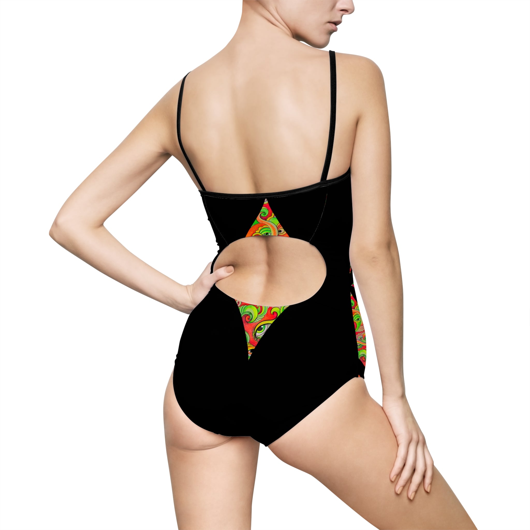 Psychedelic Diamond One-Piece Swimsuit — Retro Paisley Pattern #y98759