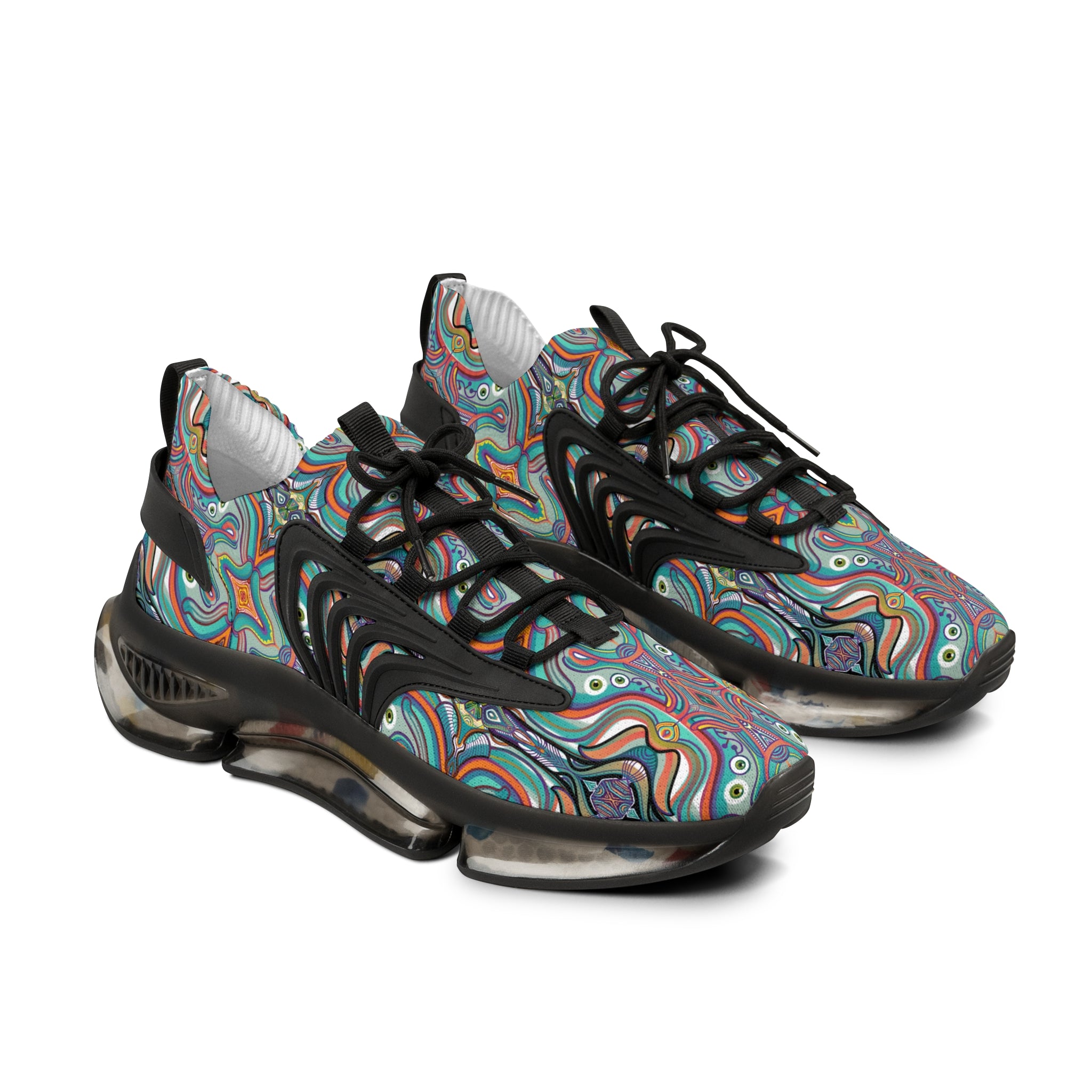 Men's Mesh Sneakers — Colorful Psychedelic Swirl Athletic Shoes #xc46097