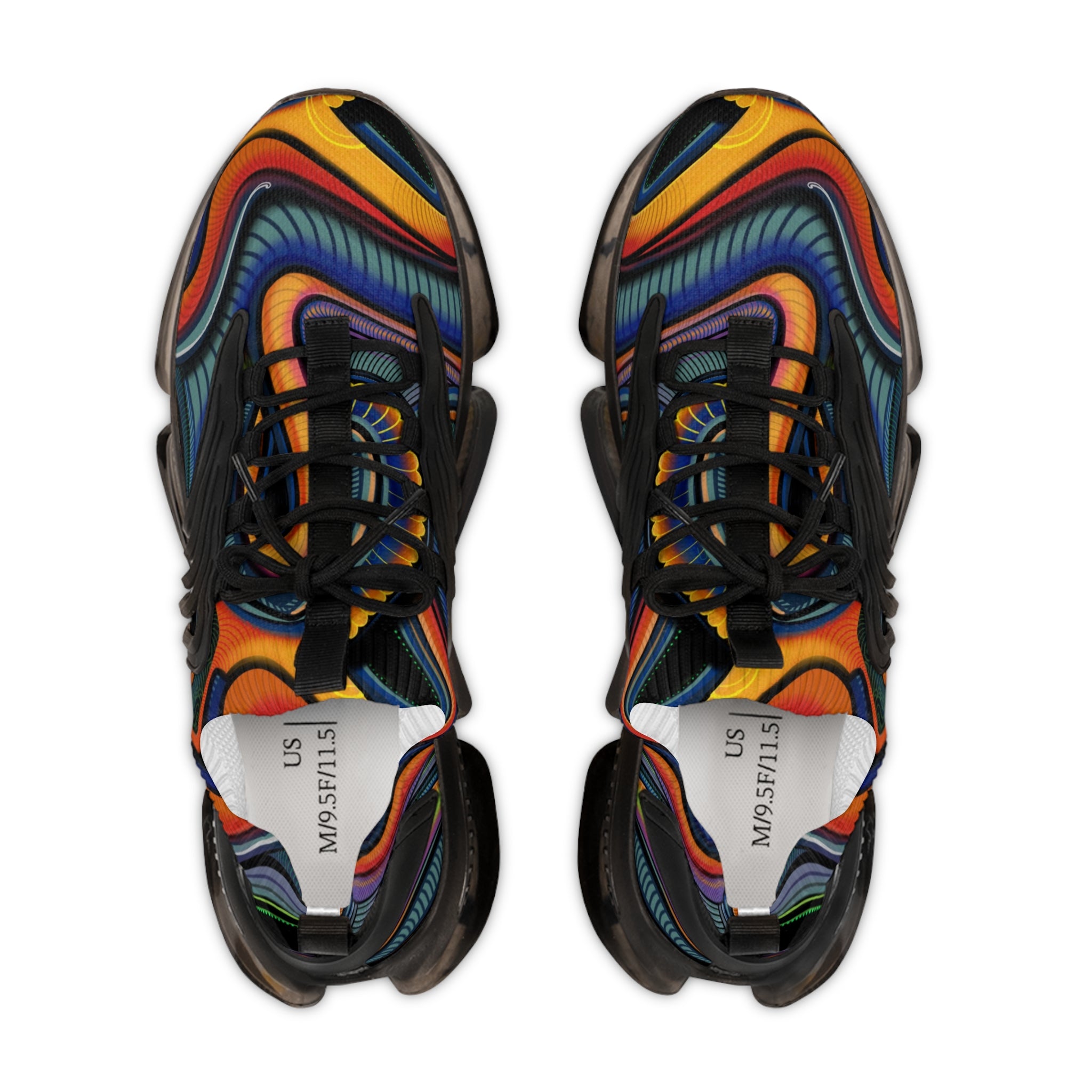 Men's Mesh Sneakers — Retro Psychedelic Swirl Athletic Shoes #lh963278