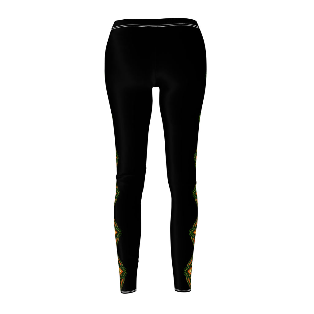 Black Gold Geometric Side-Stripe Leggings #
